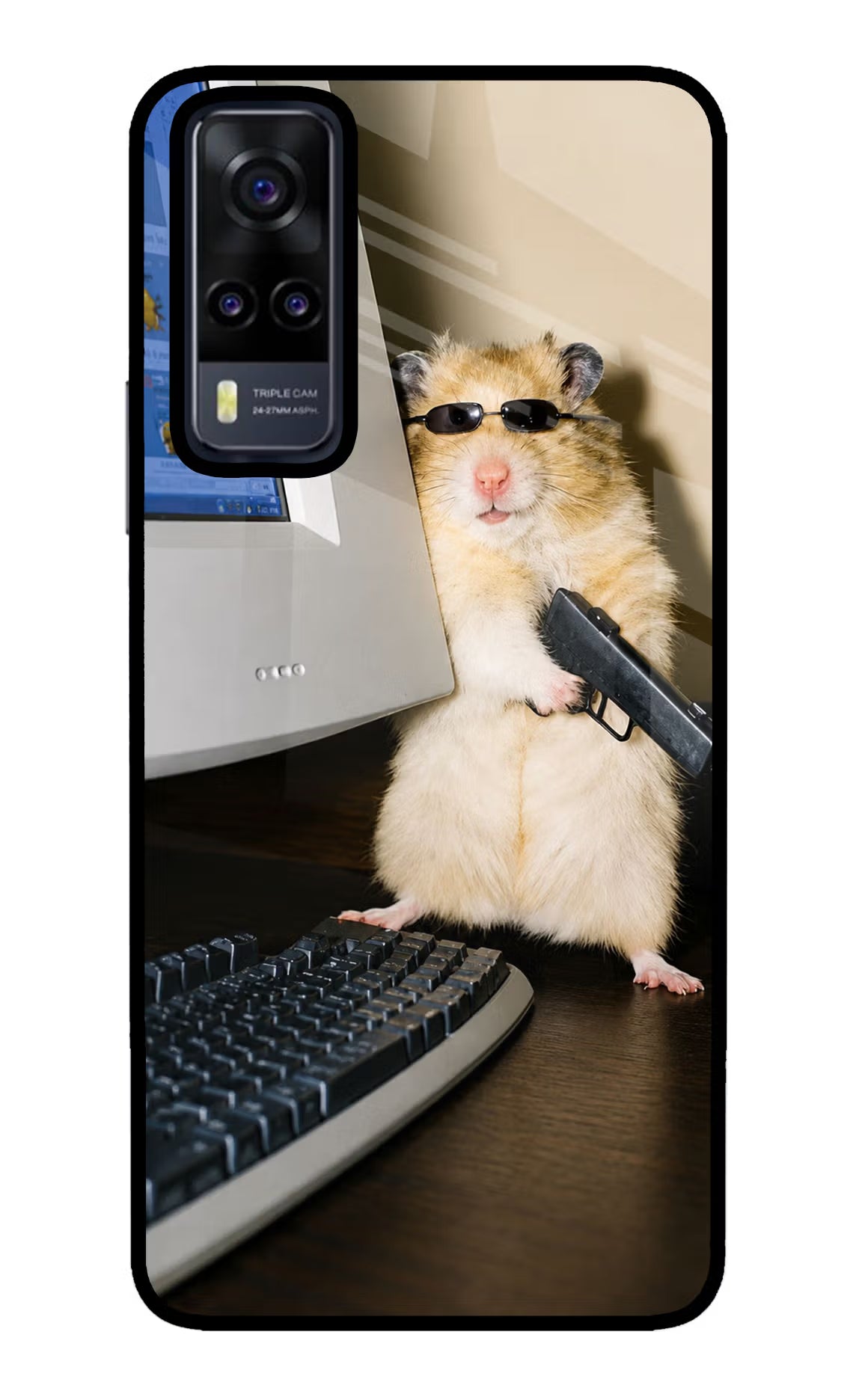 Hacker Hamster Vivo Y31 Glass Case - Hacker Hamster Vivo Y31 Glass Case Hacker Hamster Vivo Y31 Glass Case