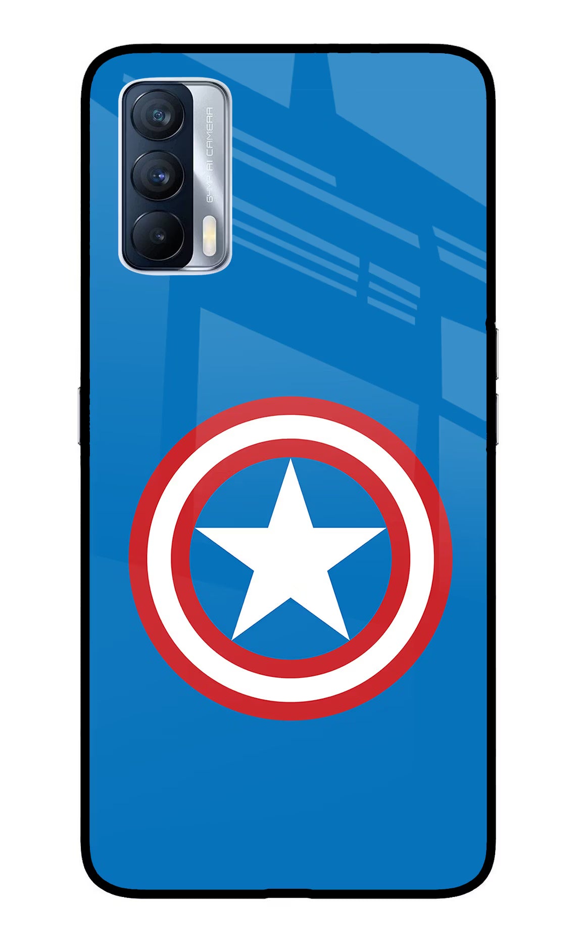 Captain America Logo Realme X7 Back Cover - Captain America Logo Realme X7 Glass Case Back Cover by Casekaro Captain America Logo Realme X7 Glass Case Back Cover by Casekaro