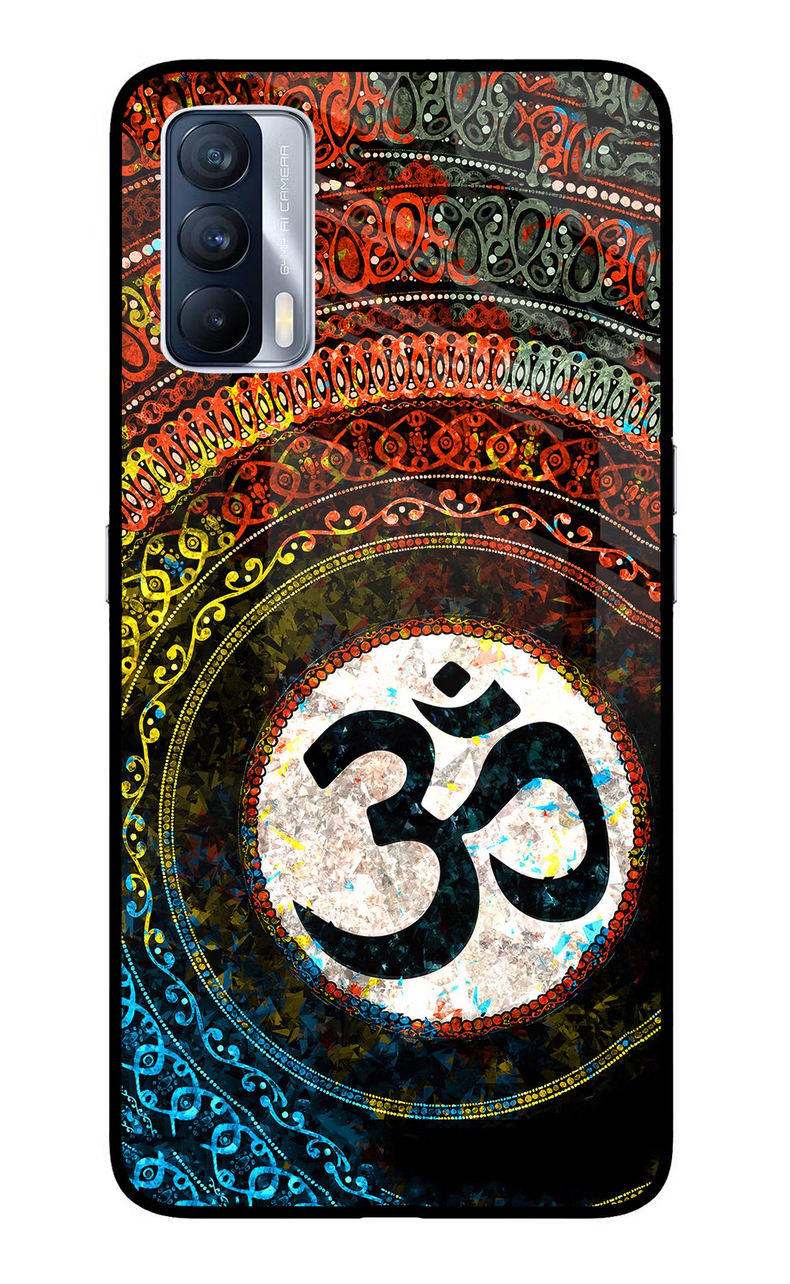 Om Cultural Realme X7 Back Cover - Om Cultural Realme X7 Glass Case Back Cover by Casekaro Om Cultural Realme X7 Glass Case Back Cover by Casekaro
