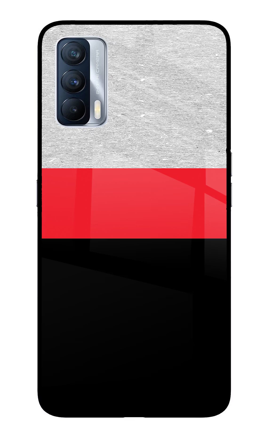 Tri Color Pattern Realme X7 Back Cover - Tri Color Pattern Realme X7 Glass Case Back Cover by Casekaro Tri Color Pattern Realme X7 Glass Case Back Cover by Casekaro