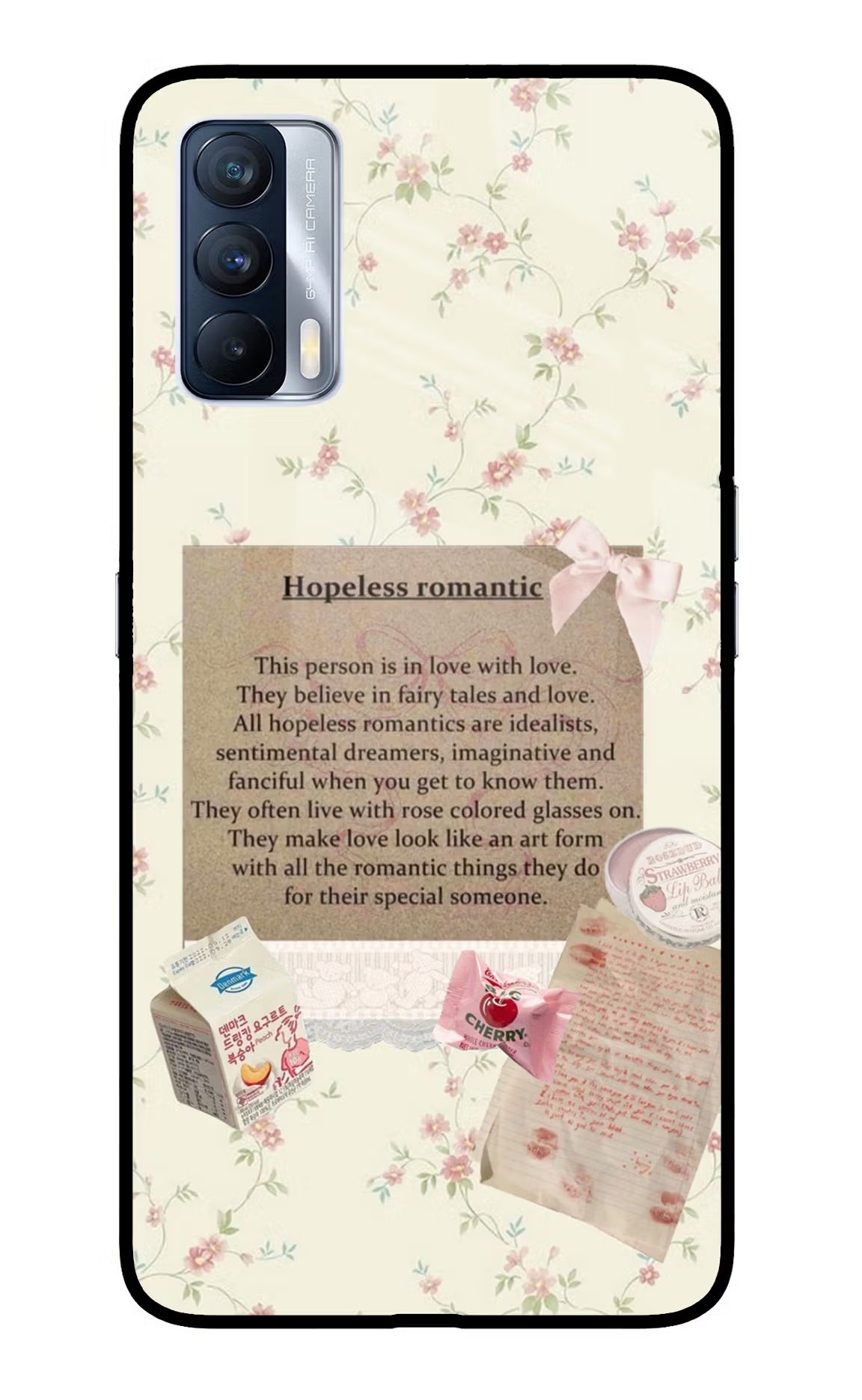 Hopeless Romantic Realme X7 Back Cover - Hopeless Romantic Realme X7 Glass Case Back Cover by Casekaro Hopeless Romantic Realme X7 Glass Case Back Cover by Casekaro