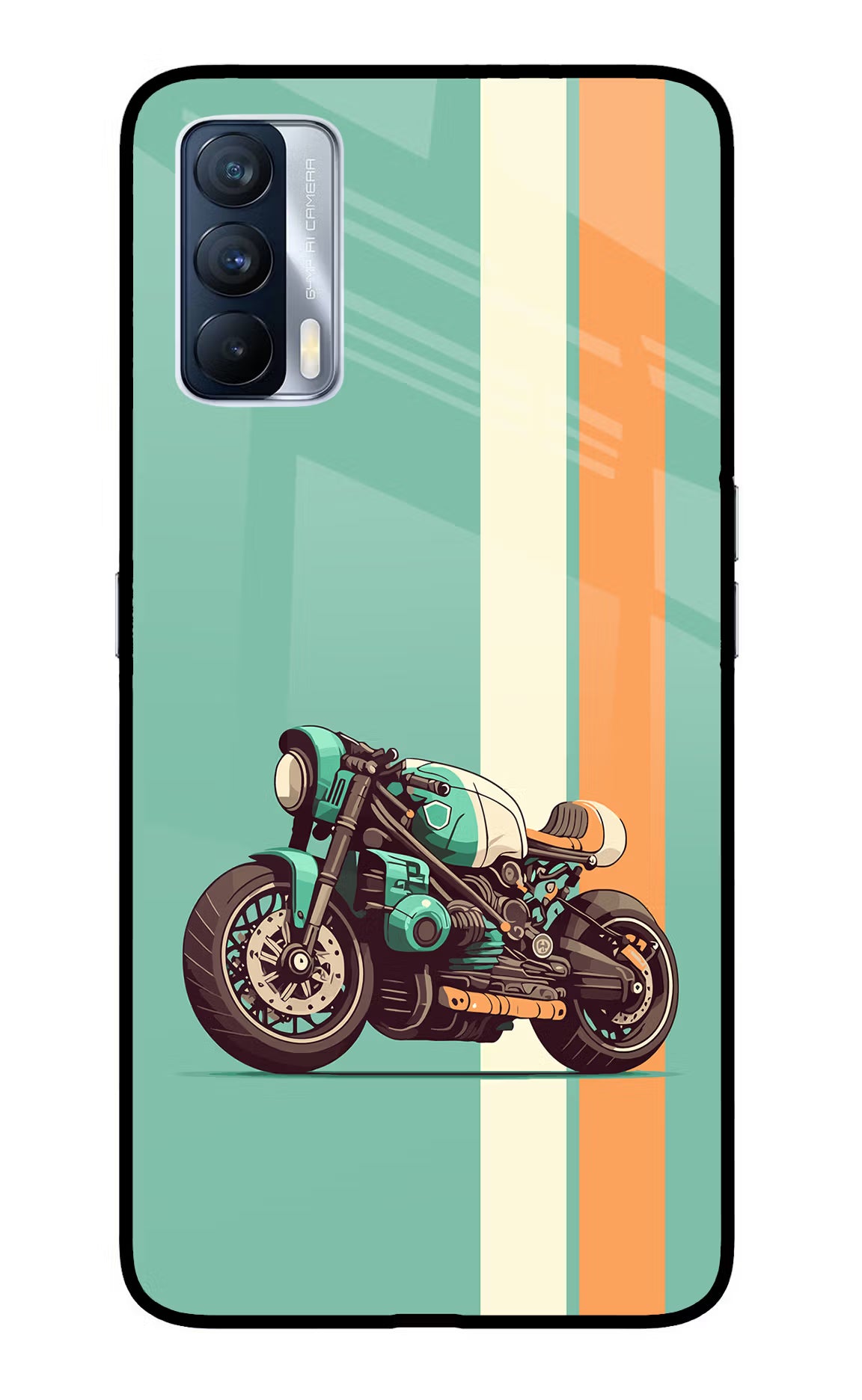 Striped Moto Drift Realme X7 Back Cover - Striped Moto Drift Realme X7 Glass Case Back Cover by Casekaro Striped Moto Drift Realme X7 Glass Case Back Cover by Casekaro