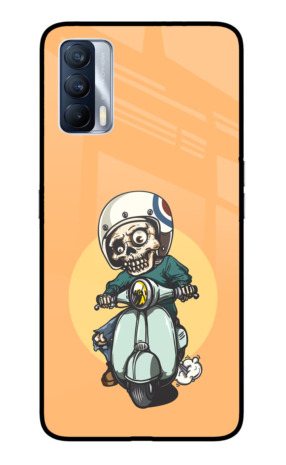 Undead Biker Realme X7 Back Cover - Undead Biker Realme X7 Glass Case Back Cover by Casekaro Undead Biker Realme X7 Glass Case Back Cover by Casekaro