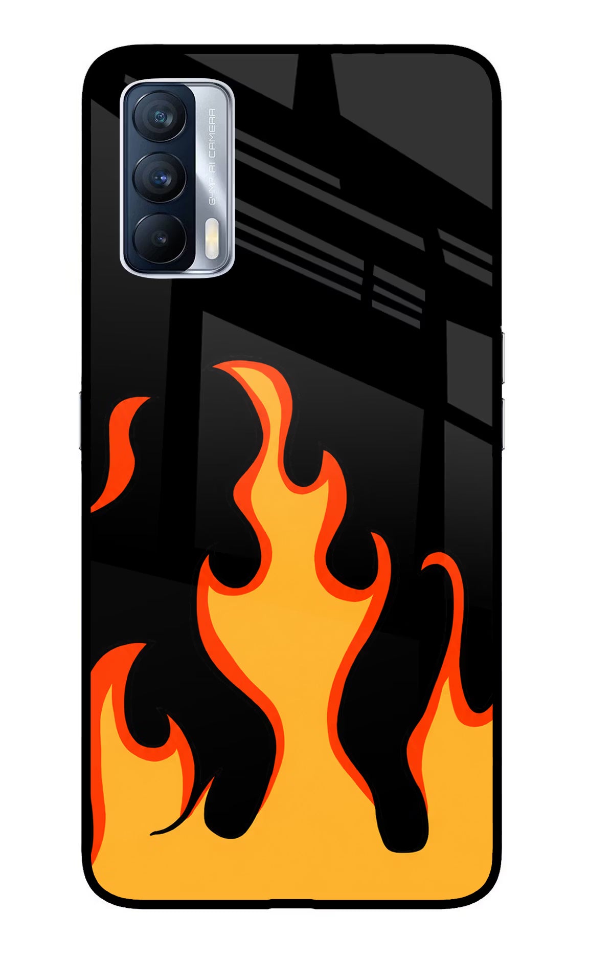 Fired Up – Black Realme X7 Back Cover - Fired Up – Black Realme X7 Glass Case Back Cover by Casekaro Fired Up – Black Realme X7 Glass Case Back Cover by Casekaro