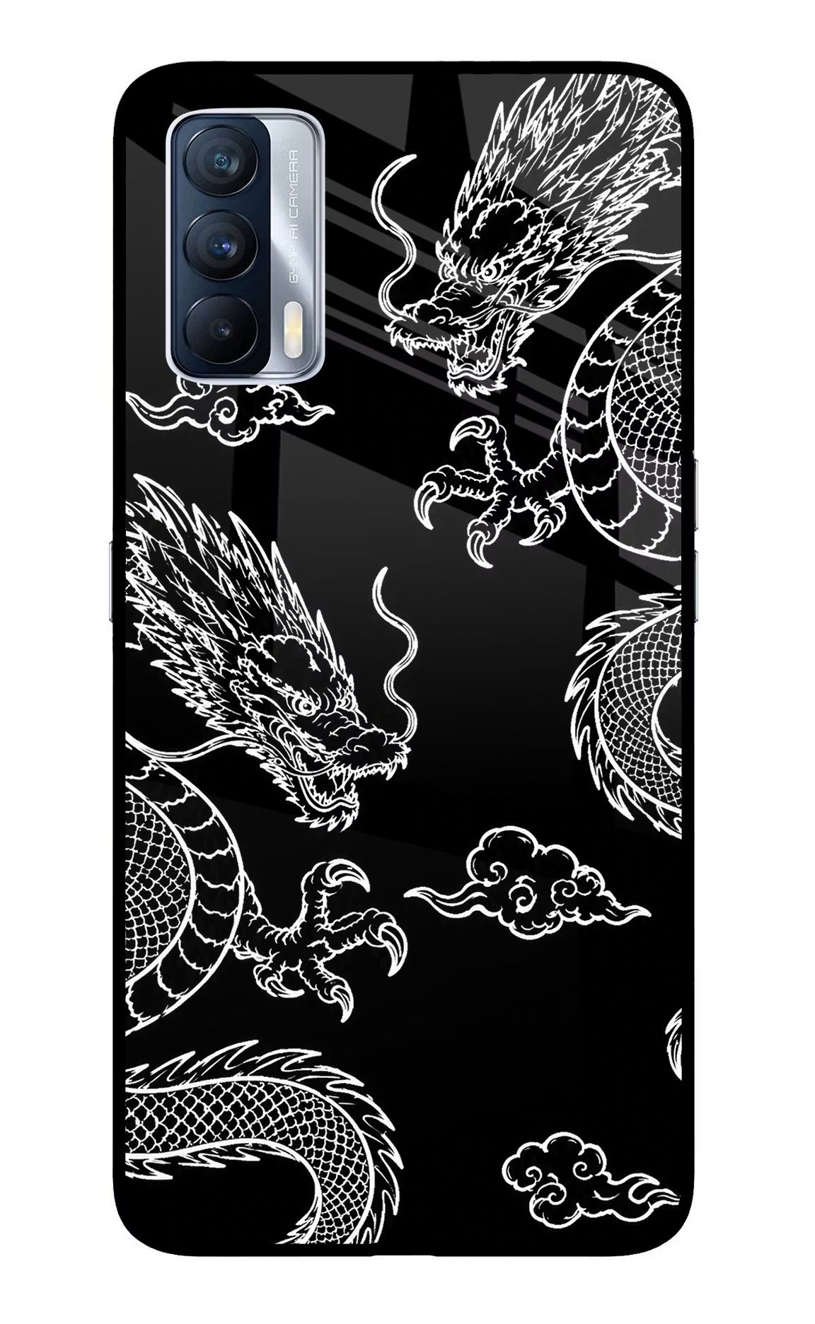 Twin Dragons Realme X7 Back Cover - Twin Dragons Realme X7 Glass Case Back Cover by Casekaro Twin Dragons Realme X7 Glass Case Back Cover by Casekaro