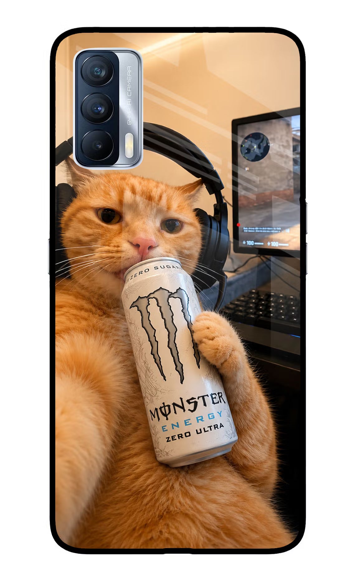 Gamer Cat Energy Realme X7 Glass Case - Gamer Cat Energy Realme X7 Glass Case Gamer Cat Energy Realme X7 Glass Case