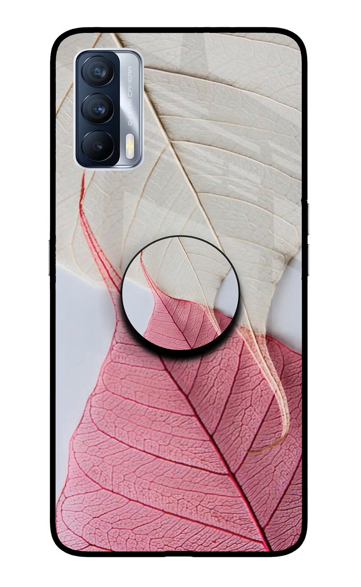 White Pink Leaf Realme X7 Glass Case - White Pink Leaf Realme X7 Glass Case White Pink Leaf Realme X7 Glass Case