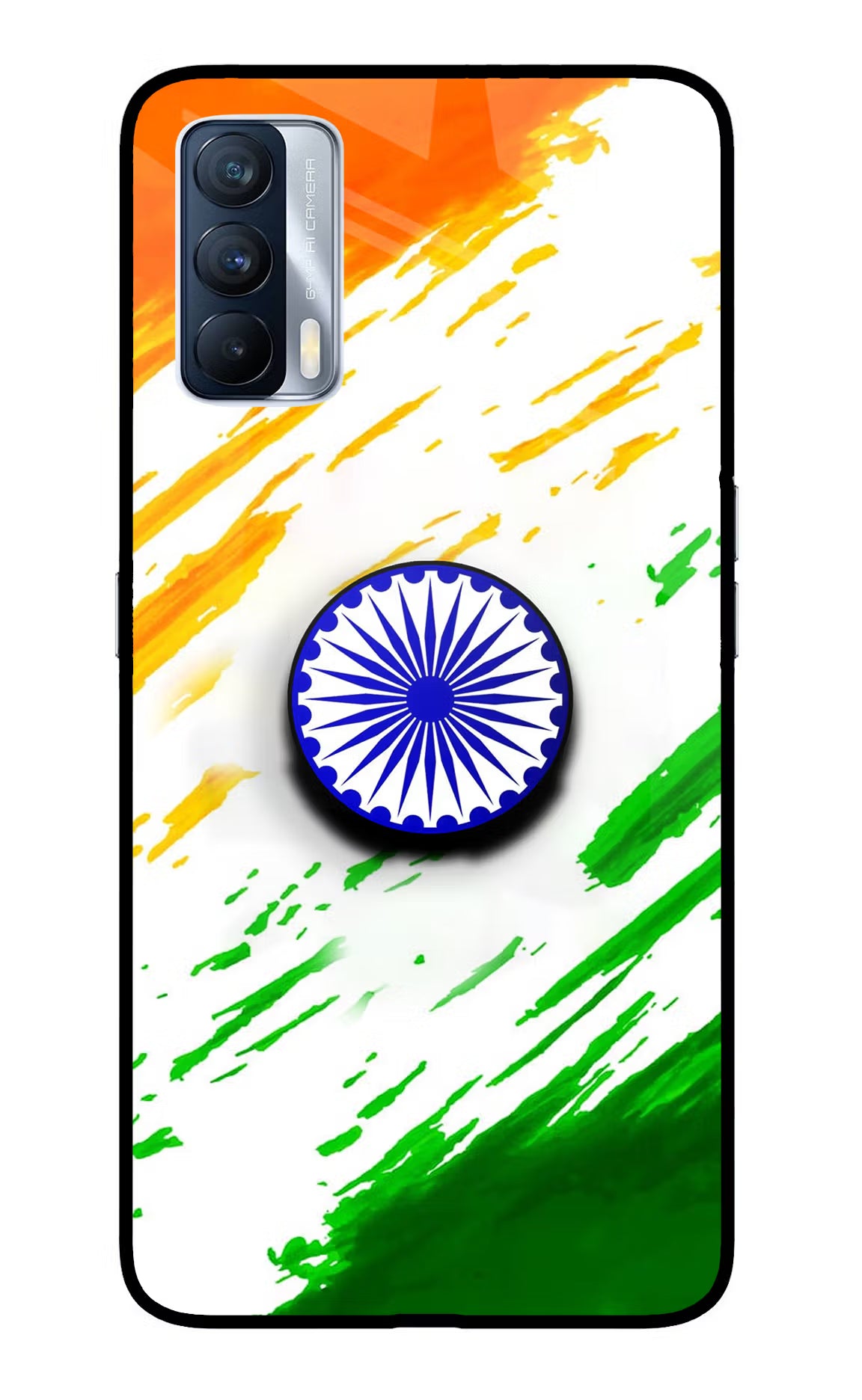Indian Flag Ashoka Chakra Realme X7 Glass Case - Indian Flag Ashoka Chakra Realme X7 Glass Case Indian Flag Ashoka Chakra Realme X7 Glass Case