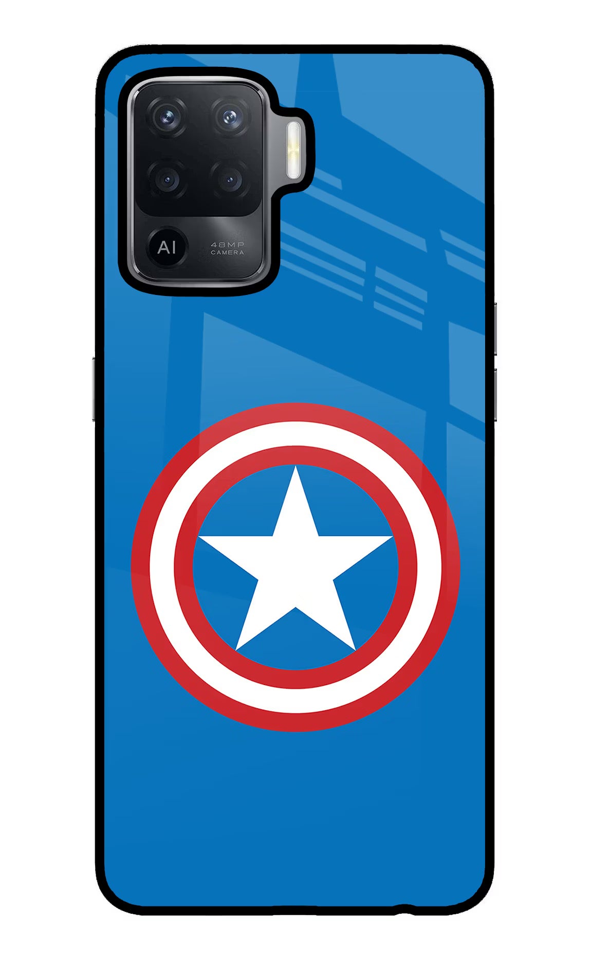 Captain America Logo Oppo F19 Pro Back Cover - Captain America Logo Oppo F19 Pro Glass Case Back Cover by Casekaro Captain America Logo Oppo F19 Pro Glass Case Back Cover by Casekaro