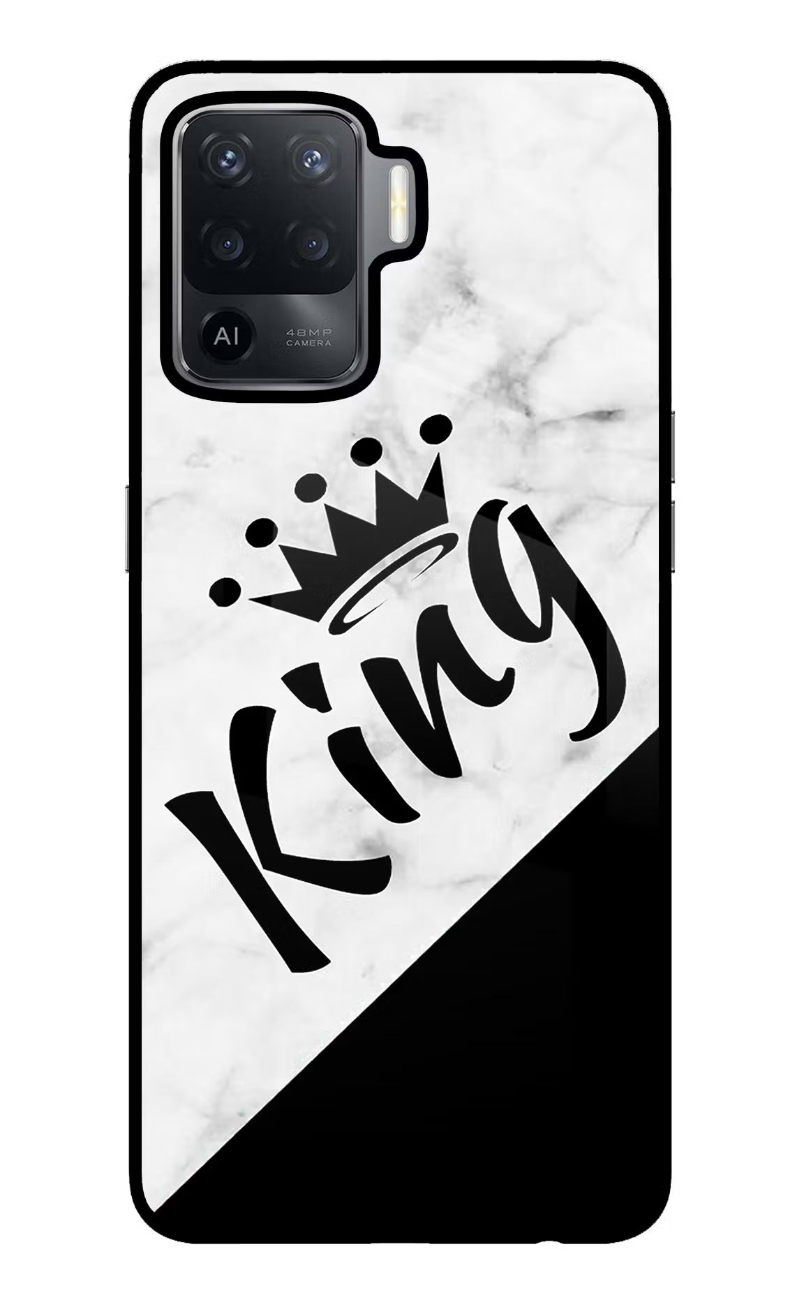 King Oppo F19 Pro Back Cover - King Oppo F19 Pro Glass Case Back Cover by Casekaro King Oppo F19 Pro Glass Case Back Cover by Casekaro