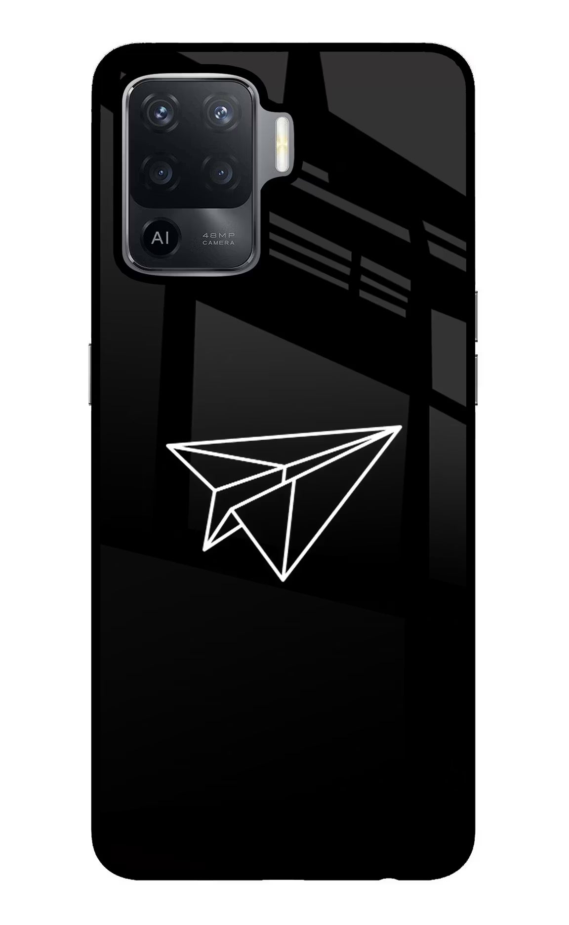 Paper Plane White Oppo F19 Pro Back Cover - Paper Plane White Oppo F19 Pro Glass Case Back Cover by Casekaro Paper Plane White Oppo F19 Pro Glass Case Back Cover by Casekaro