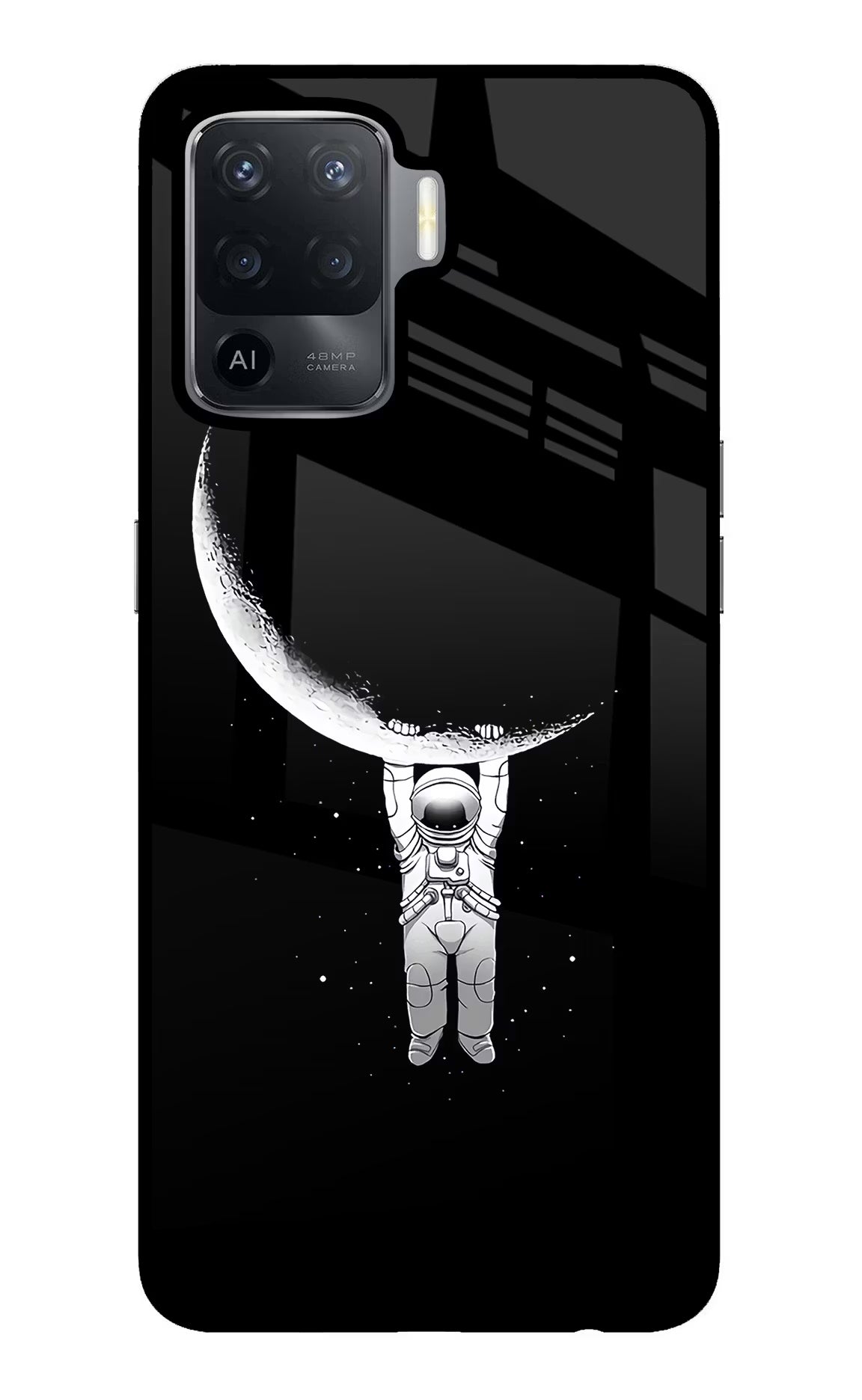 Moon Space Oppo F19 Pro Back Cover - Moon Space Oppo F19 Pro Glass Case Back Cover by Casekaro Moon Space Oppo F19 Pro Glass Case Back Cover by Casekaro