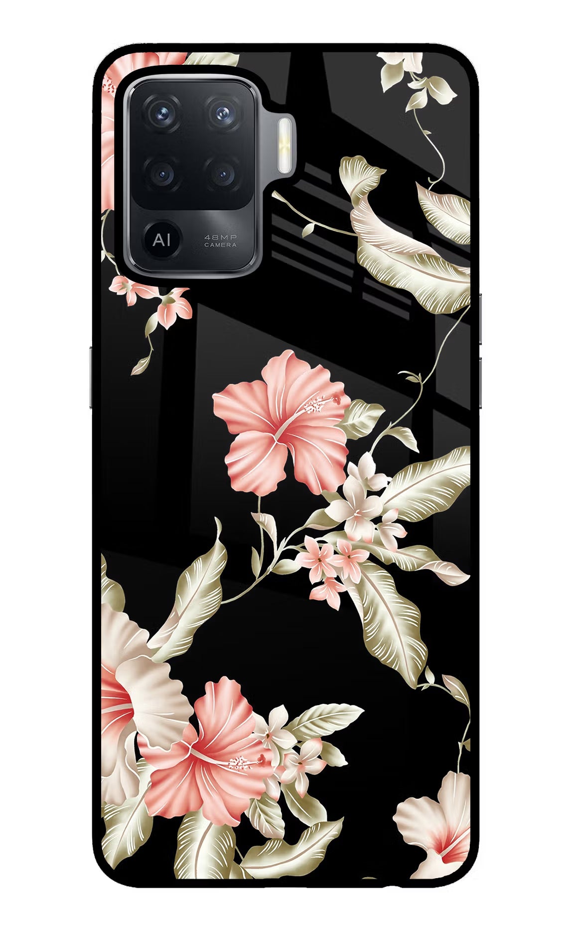 Flowers Oppo F19 Pro Back Cover - Flowers Oppo F19 Pro Glass Case Back Cover by Casekaro Flowers Oppo F19 Pro Glass Case Back Cover by Casekaro
