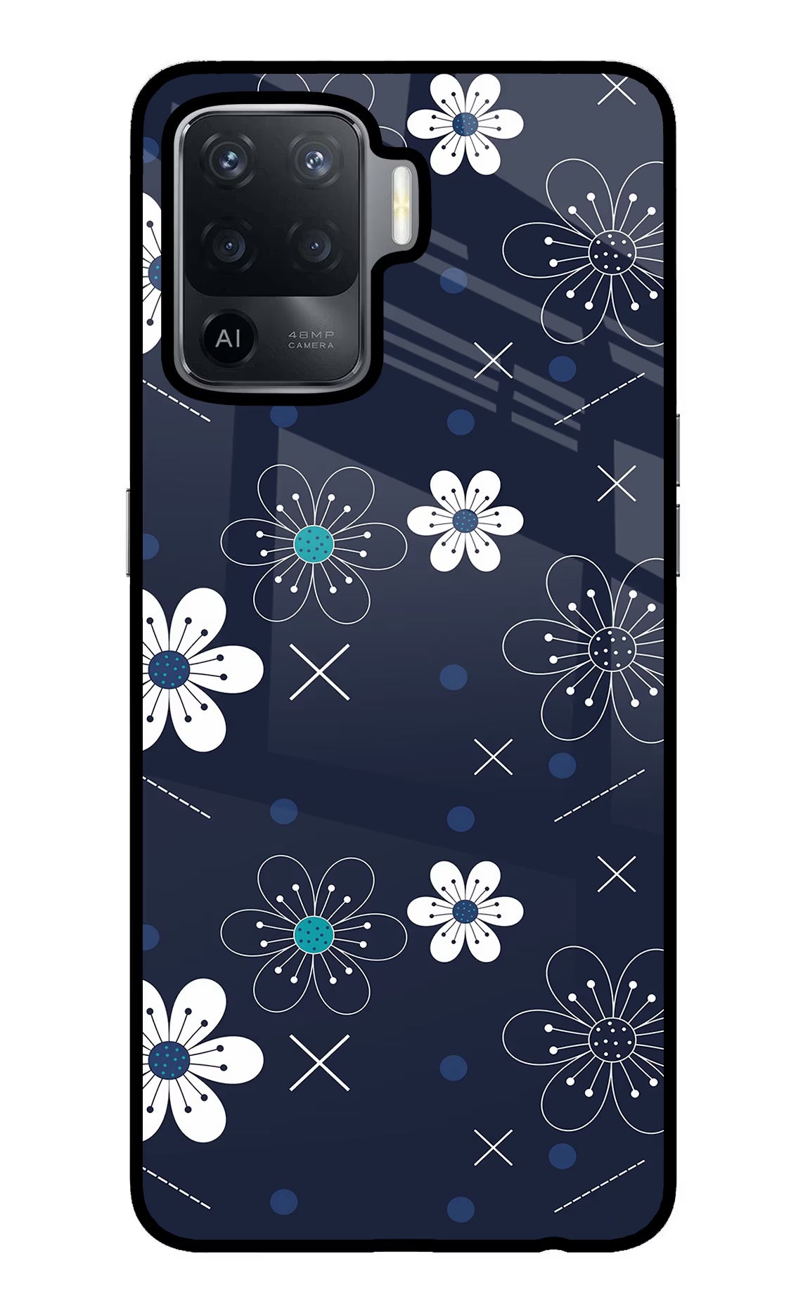 Flowers Oppo F19 Pro Back Cover - Flowers Oppo F19 Pro Glass Case Back Cover by Casekaro Flowers Oppo F19 Pro Glass Case Back Cover by Casekaro