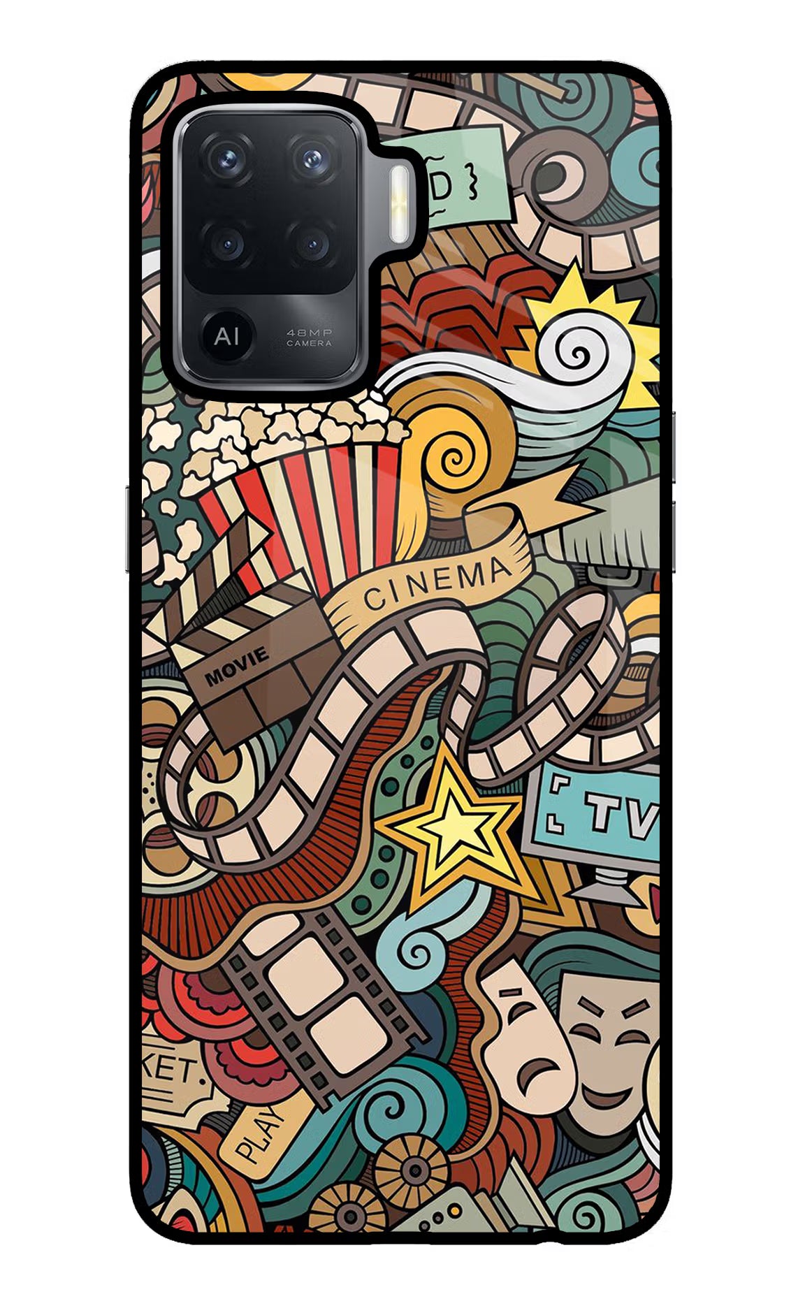 Cinema Abstract Oppo F19 Pro Back Cover - Cinema Abstract Oppo F19 Pro Glass Case Back Cover by Casekaro Cinema Abstract Oppo F19 Pro Glass Case Back Cover by Casekaro