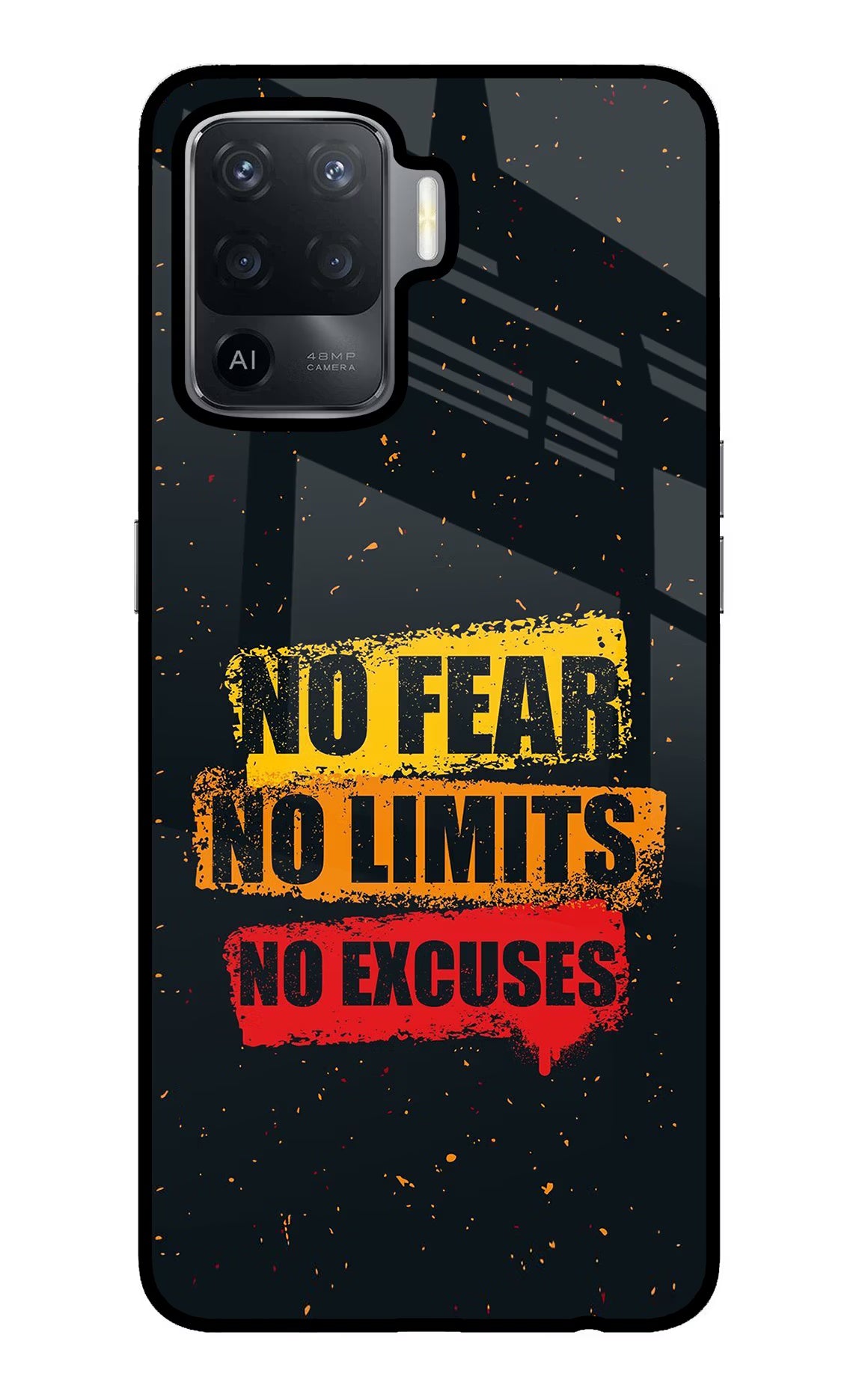 No Fear No Limits No Excuse Oppo F19 Pro Back Cover - No Fear No Limits No Excuse Oppo F19 Pro Glass Case Back Cover by Casekaro No Fear No Limits No Excuse Oppo F19 Pro Glass Case Back Cover by Casekaro