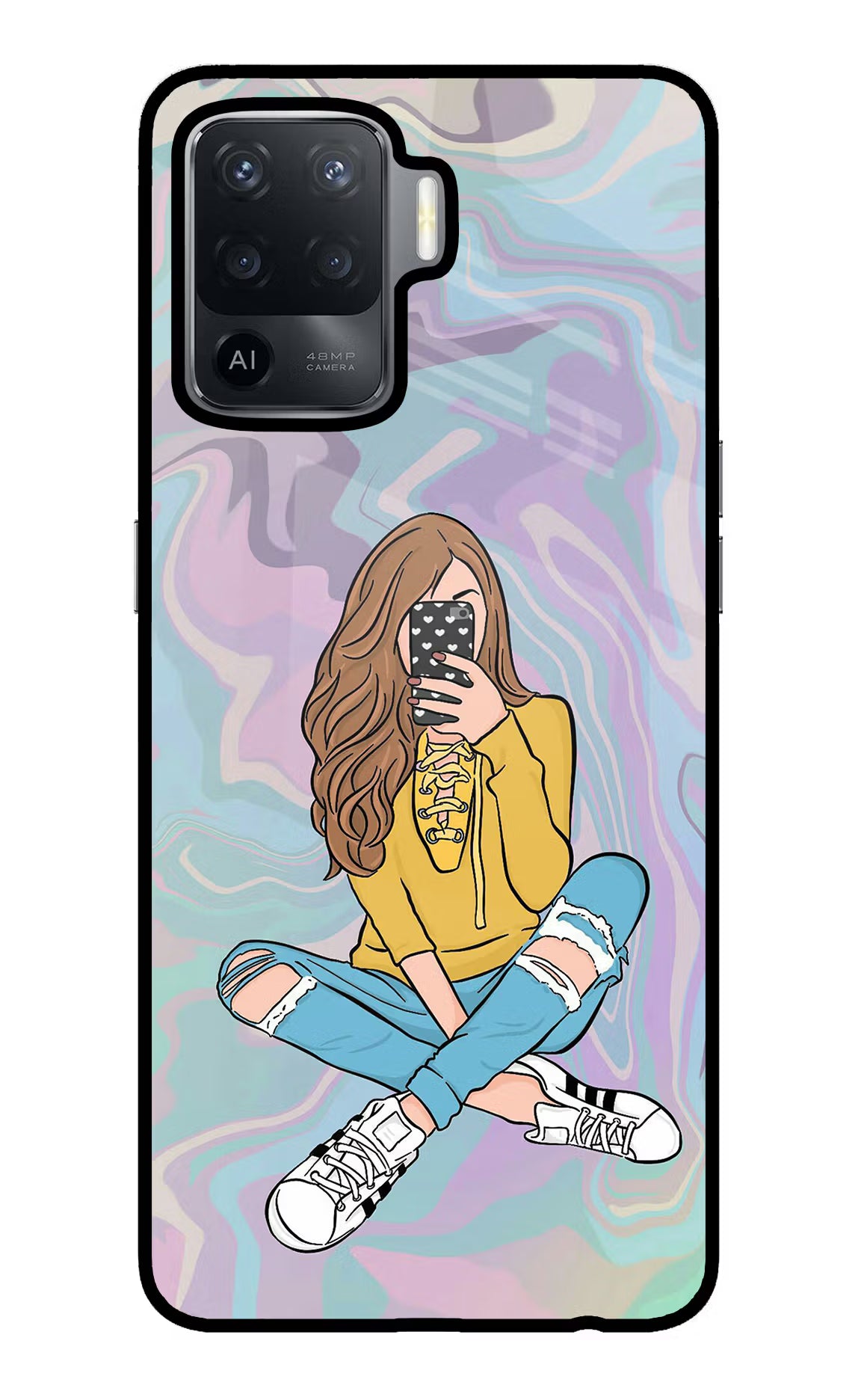 Selfie Girl Oppo F19 Pro Glass Case - Selfie Girl Oppo F19 Pro Glass Case Selfie Girl Oppo F19 Pro Glass Case