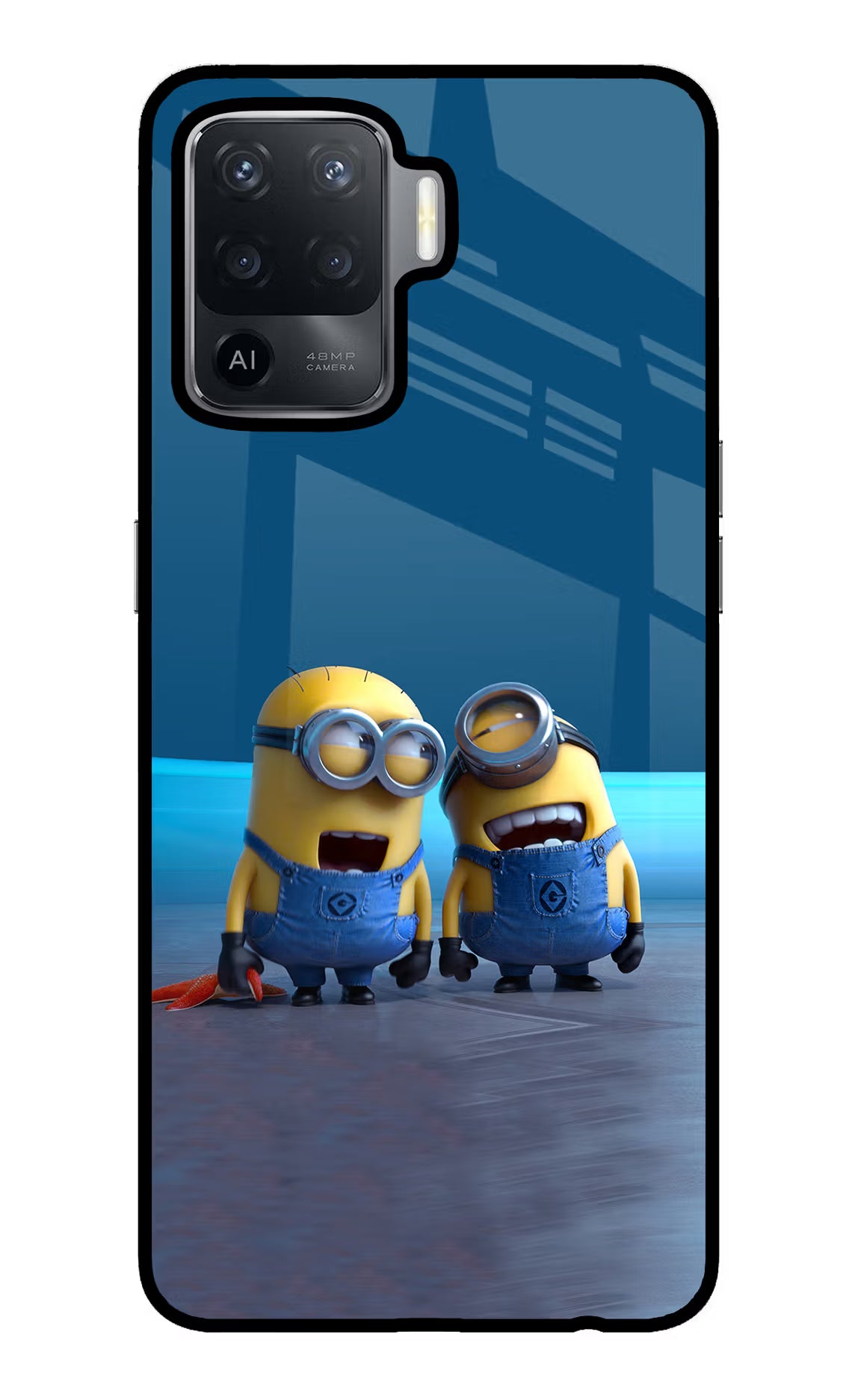 Minion Laughing Oppo F19 Pro Back Cover - Minion Laughing Oppo F19 Pro Glass Case Back Cover by Casekaro Minion Laughing Oppo F19 Pro Glass Case Back Cover by Casekaro