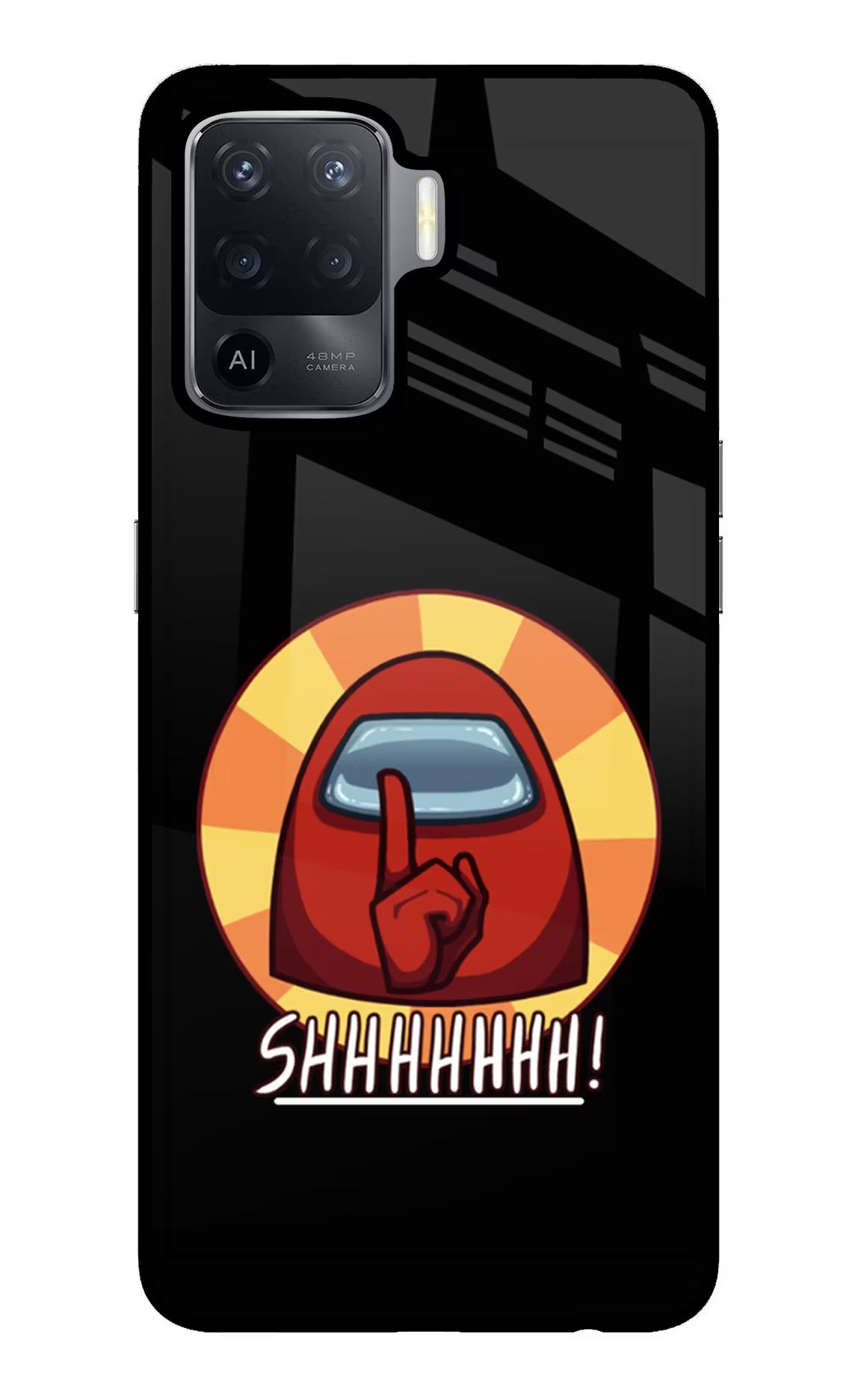 Among Us Shhh! Oppo F19 Pro Back Cover - Among Us Shhh! Oppo F19 Pro Glass Case Back Cover by Casekaro Among Us Shhh! Oppo F19 Pro Glass Case Back Cover by Casekaro