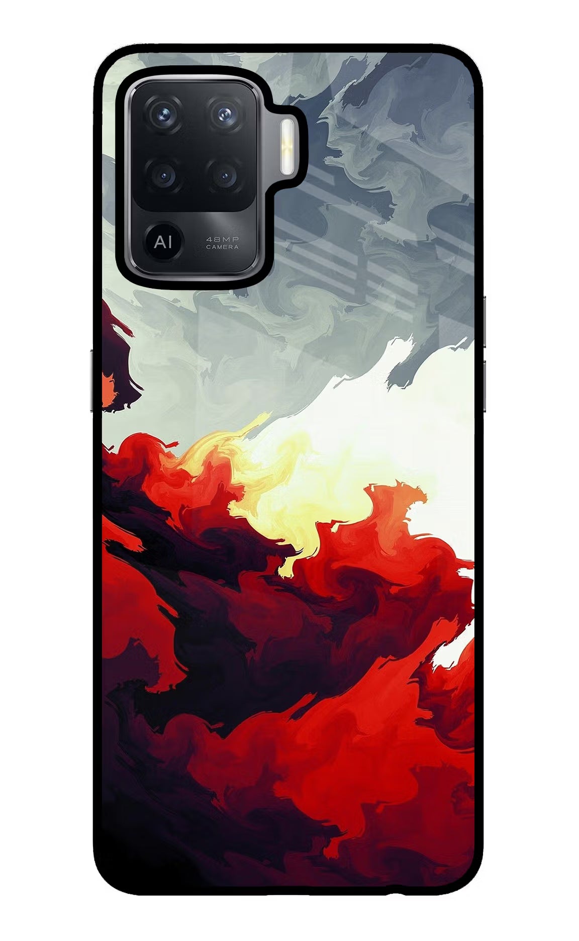 Fire Cloud Oppo F19 Pro Back Cover - Fire Cloud Oppo F19 Pro Glass Case Back Cover by Casekaro Fire Cloud Oppo F19 Pro Glass Case Back Cover by Casekaro