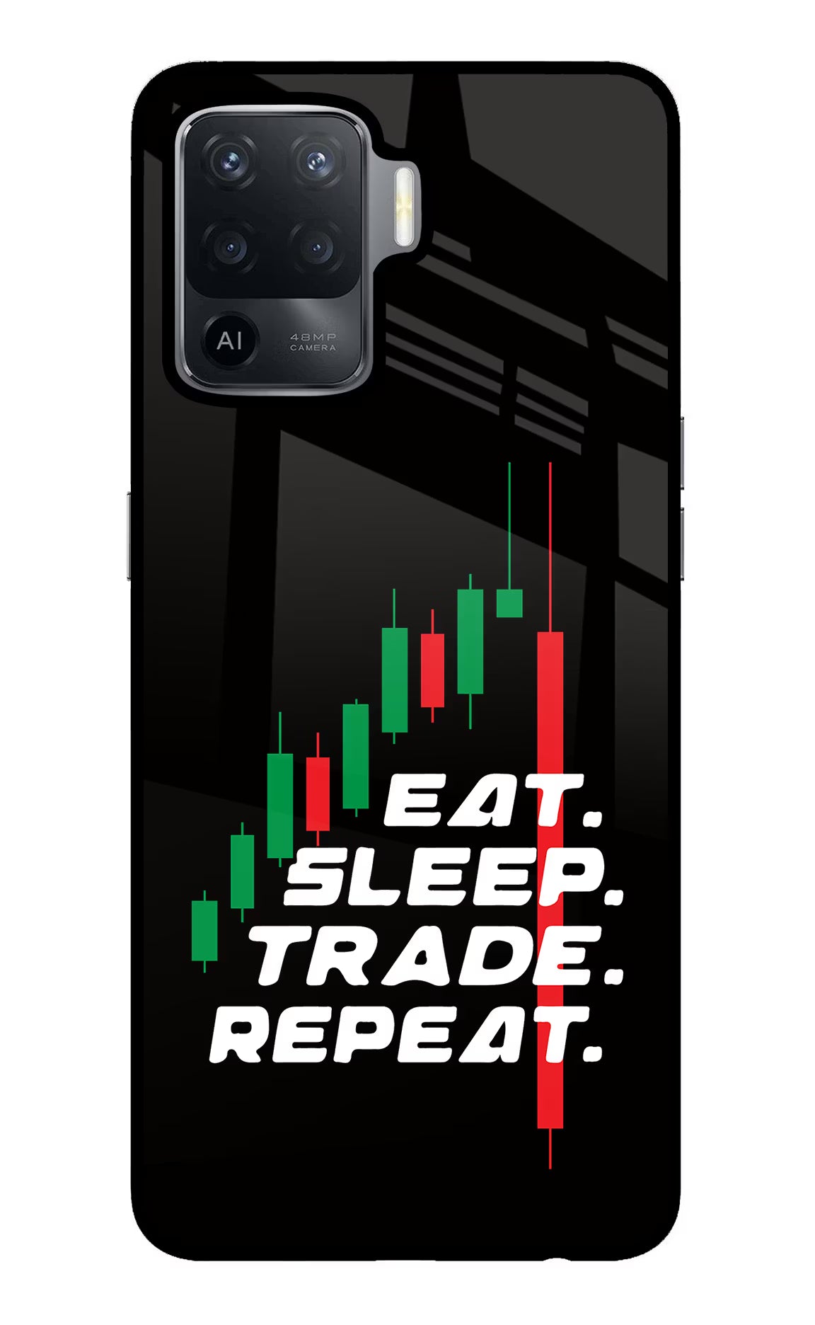 Eat Sleep Trade Repeat Oppo F19 Pro Back Cover - Eat Sleep Trade Repeat Oppo F19 Pro Glass Case Back Cover by Casekaro Eat Sleep Trade Repeat Oppo F19 Pro Glass Case Back Cover by Casekaro
