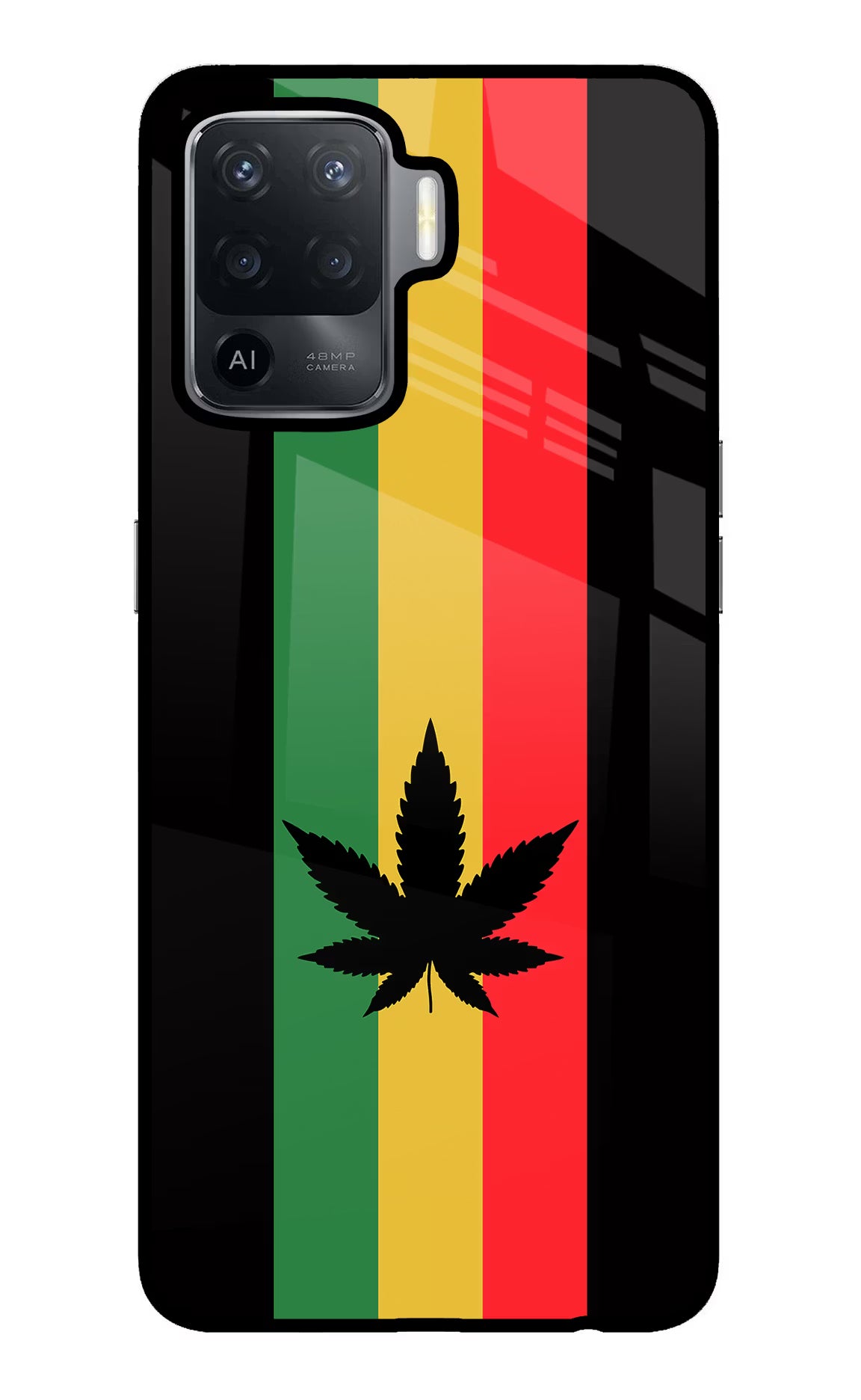 Weed Flag Oppo F19 Pro Back Cover - Weed Flag Oppo F19 Pro Glass Case Back Cover by Casekaro Weed Flag Oppo F19 Pro Glass Case Back Cover by Casekaro