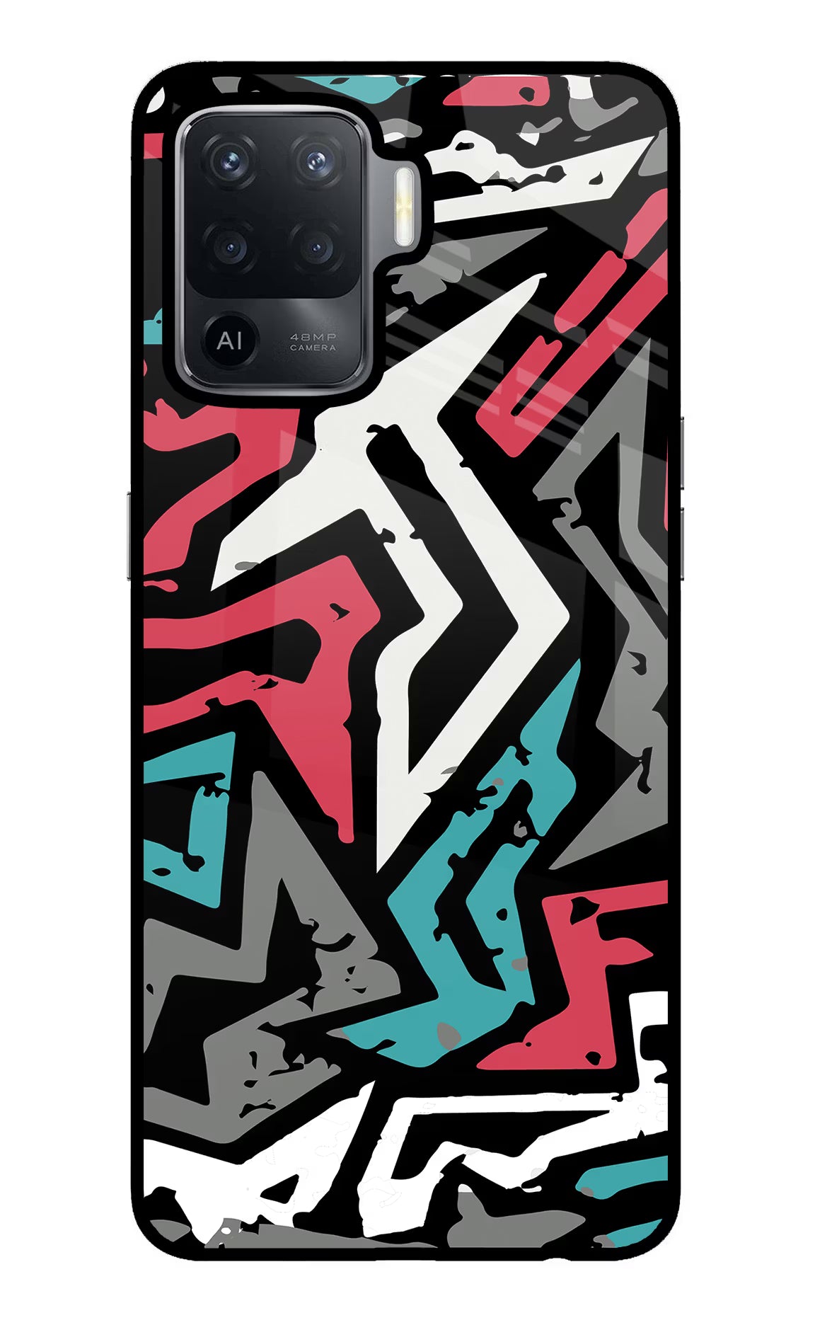 Geometric Graffiti Oppo F19 Pro Back Cover - Geometric Graffiti Oppo F19 Pro Glass Case Back Cover by Casekaro Geometric Graffiti Oppo F19 Pro Glass Case Back Cover by Casekaro