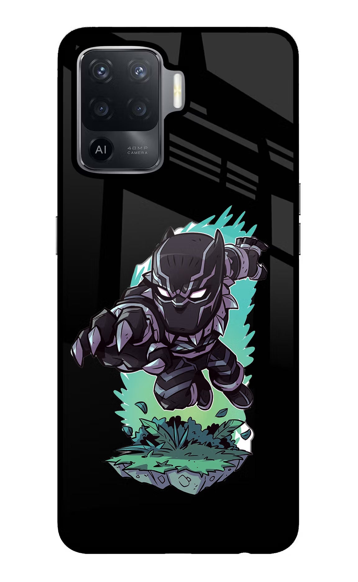 Black Panther Oppo F19 Pro Back Cover - Black Panther Oppo F19 Pro Glass Case Back Cover by Casekaro Black Panther Oppo F19 Pro Glass Case Back Cover by Casekaro