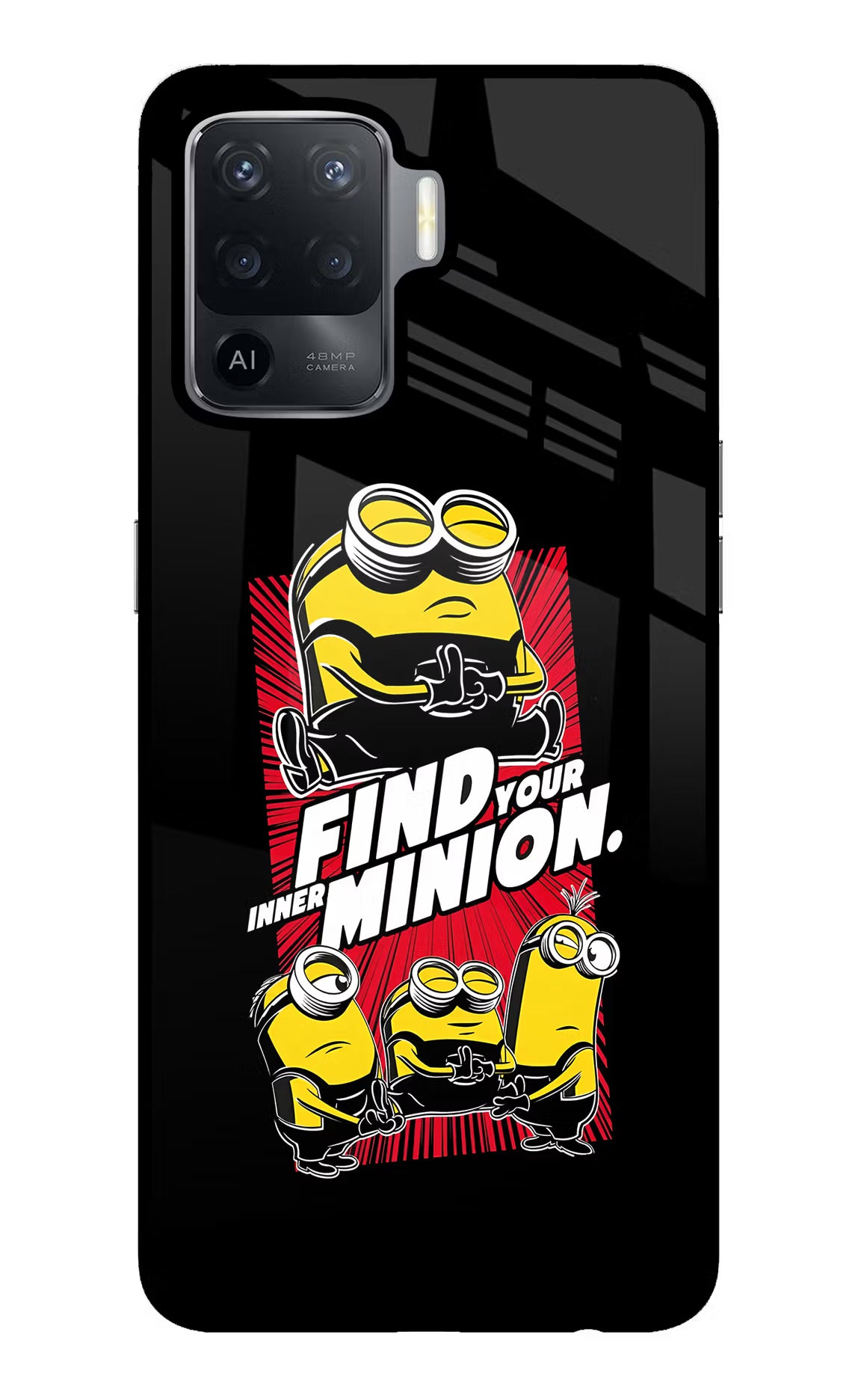 Find your inner Minion Oppo F19 Pro Back Cover - Find your inner Minion Oppo F19 Pro Glass Case Back Cover by Casekaro Find your inner Minion Oppo F19 Pro Glass Case Back Cover by Casekaro