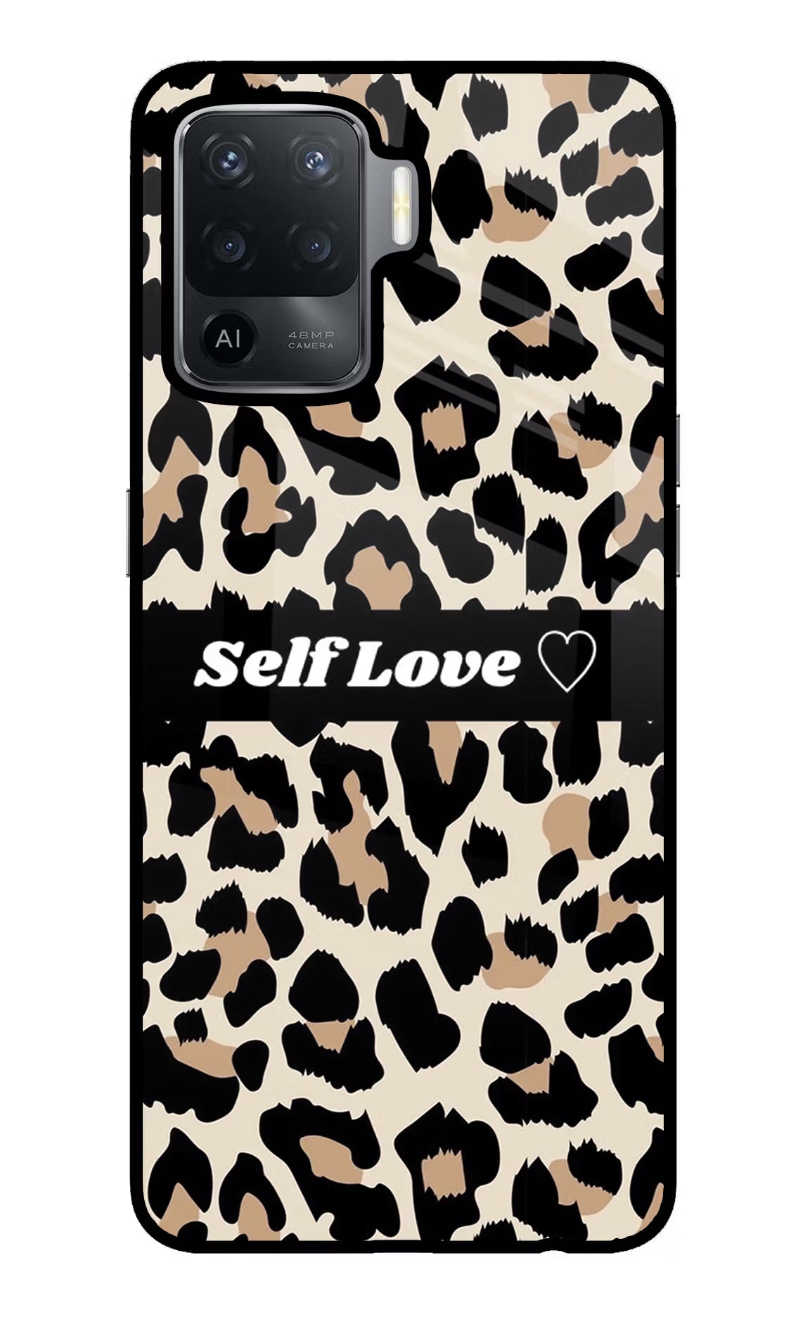 Leopard Print Self Love Oppo F19 Pro Back Cover - Leopard Print Self Love Oppo F19 Pro Glass Case Back Cover by Casekaro Leopard Print Self Love Oppo F19 Pro Glass Case Back Cover by Casekaro