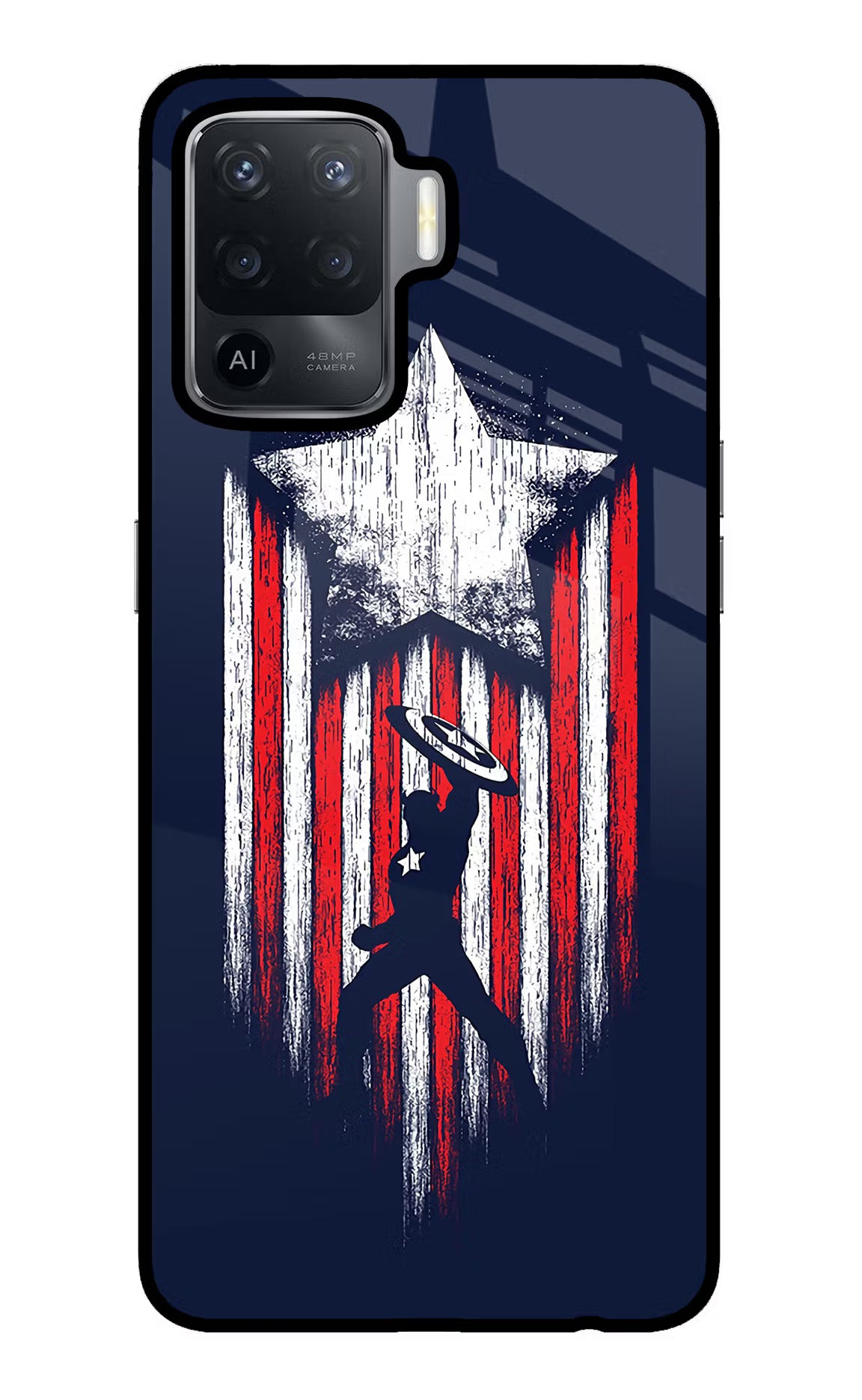 Captain America Marvel Art Oppo F19 Pro Back Cover - Captain America Marvel Art Oppo F19 Pro Glass Case Back Cover by Casekaro Captain America Marvel Art Oppo F19 Pro Glass Case Back Cover by Casekaro