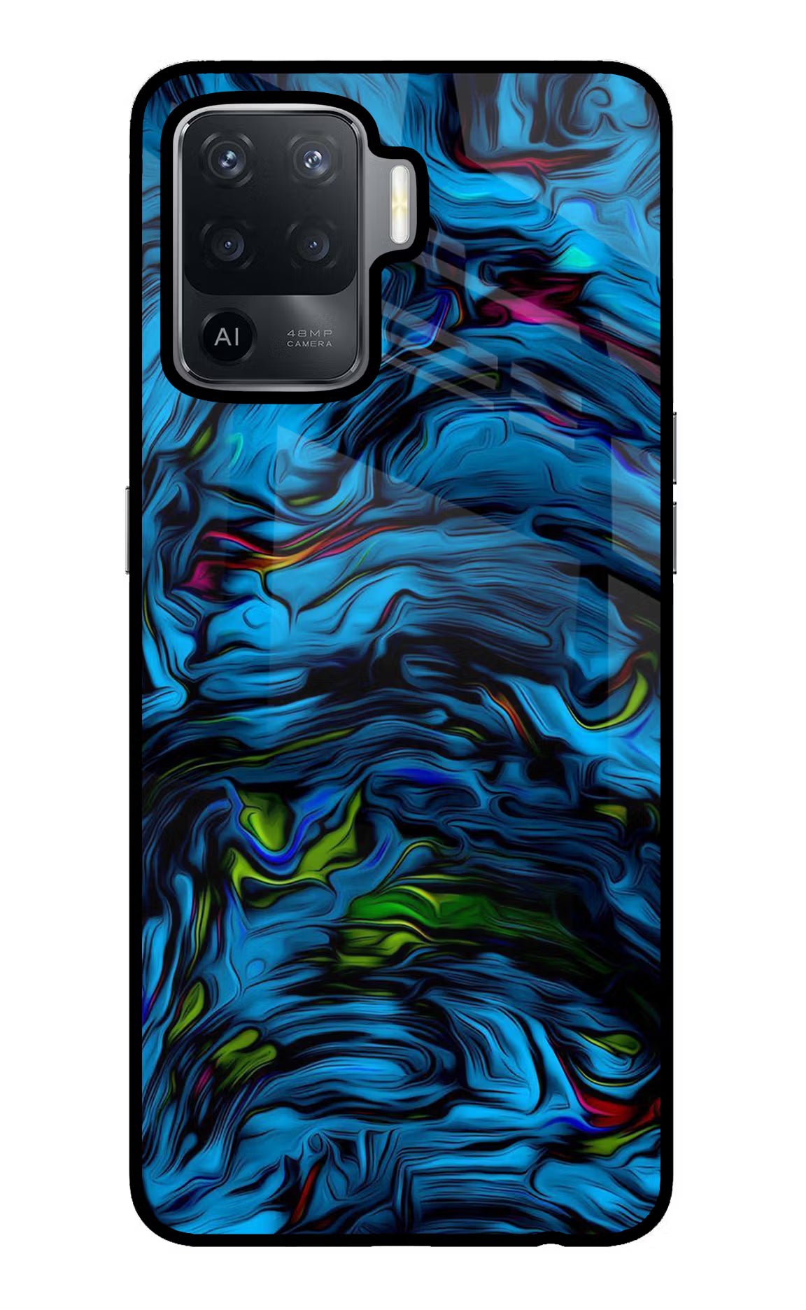 Dark Blue Abstract Oppo F19 Pro Back Cover - Dark Blue Abstract Oppo F19 Pro Glass Case Back Cover by Casekaro Dark Blue Abstract Oppo F19 Pro Glass Case Back Cover by Casekaro