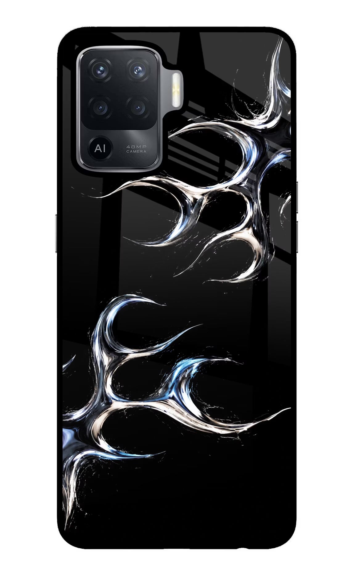Chrome Tribal Oppo F19 Pro Back Cover - Chrome Tribal Oppo F19 Pro Glass Case Back Cover by Casekaro Chrome Tribal Oppo F19 Pro Glass Case Back Cover by Casekaro