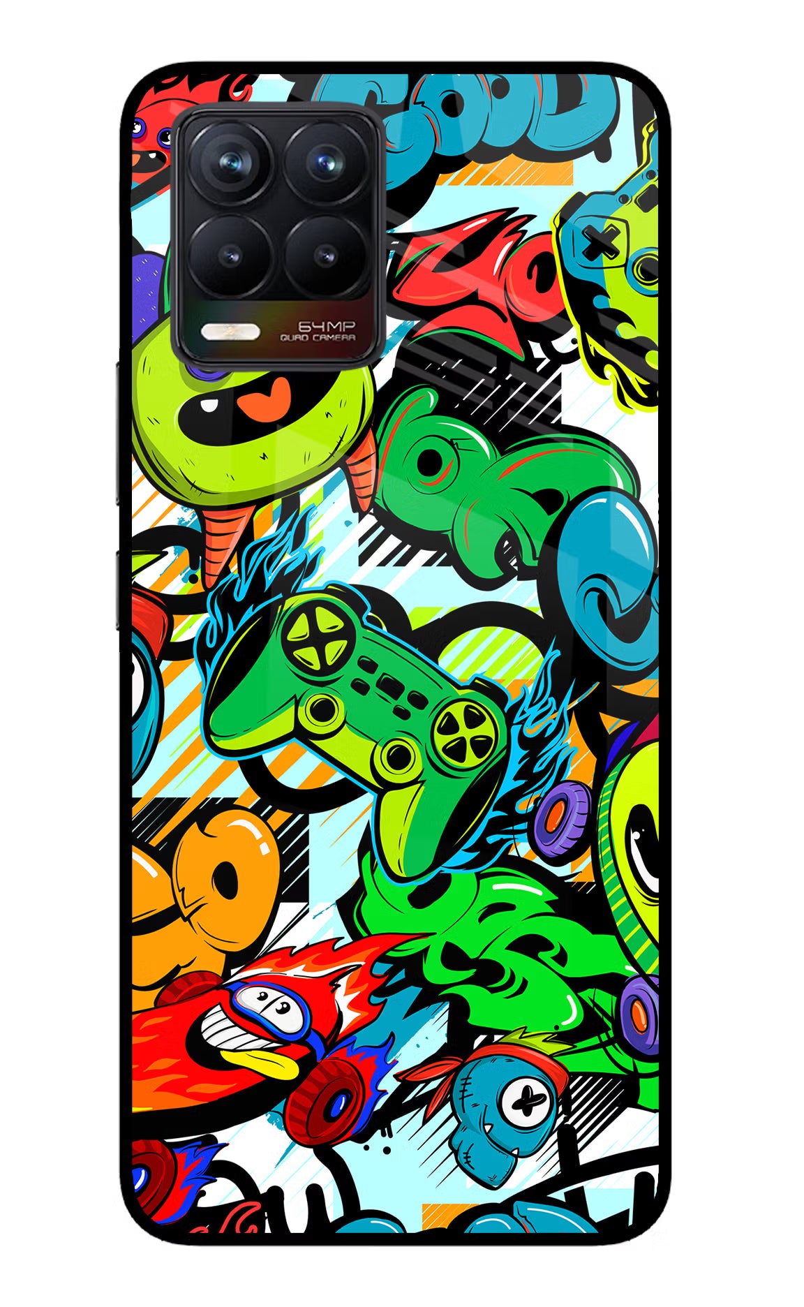 Game Doodle Realme 8/8 Pro (not 5G) Glass Case - Game Doodle Realme 8/8 Pro (not 5G) Glass Case Game Doodle Realme 8/8 Pro (not 5G) Glass Case