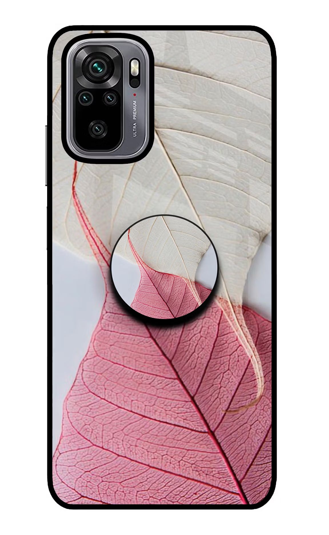 White Pink Leaf Redmi Note 10/10S Glass Case - White Pink Leaf Redmi Note 10/10S Glass Case White Pink Leaf Redmi Note 10/10S Glass Case