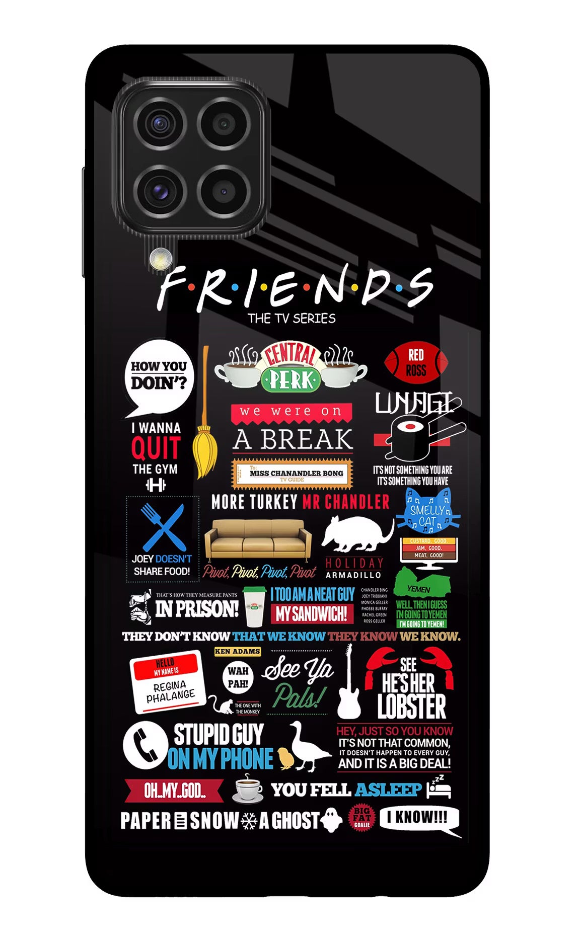 FRIENDS Samsung F62 Back Cover - FRIENDS Samsung F62 Glass Case Back Cover by Casekaro FRIENDS Samsung F62 Glass Case Back Cover by Casekaro