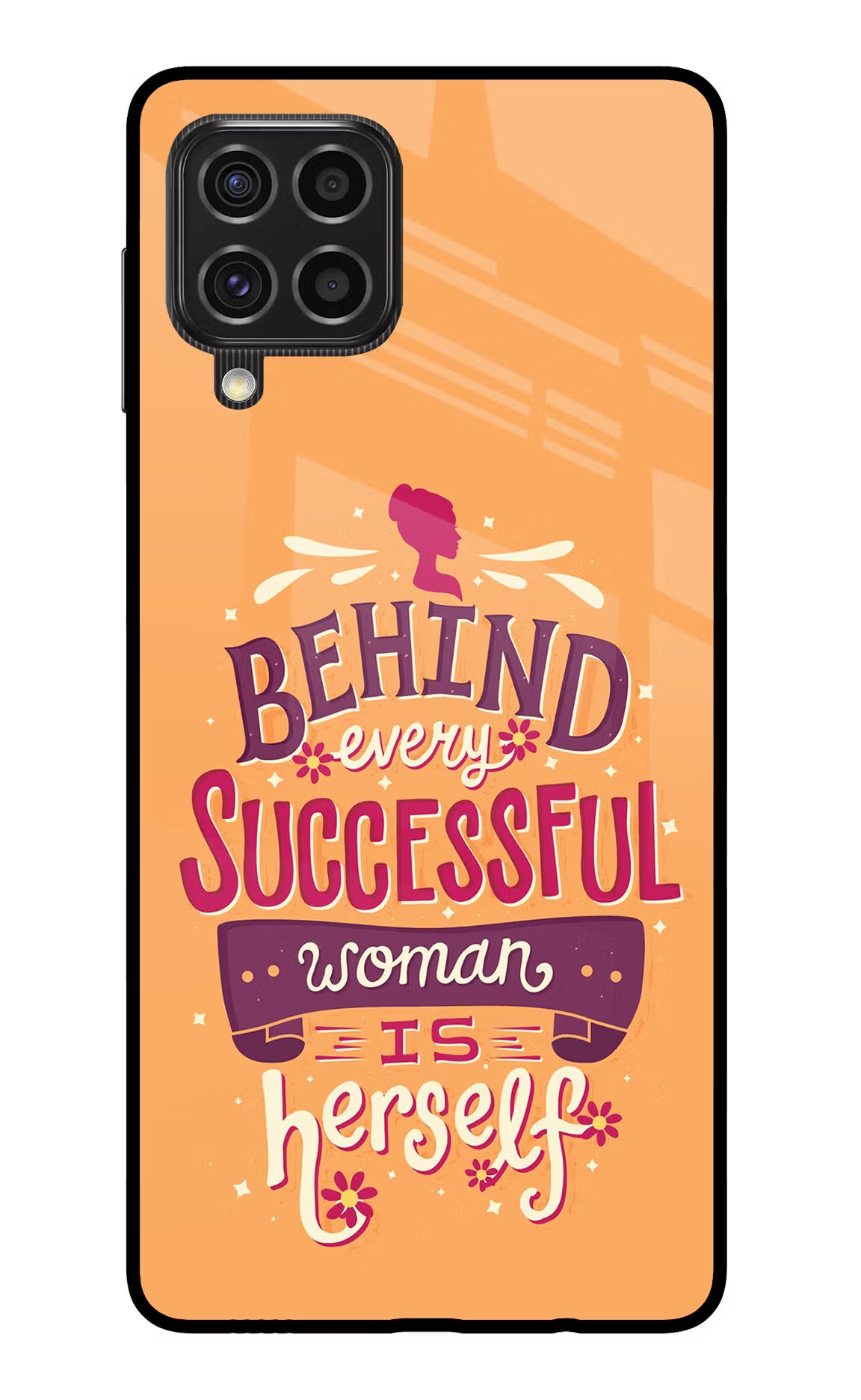 Behind Every Successful Woman There Is Herself Samsung F62 Back Cover - Behind Every Successful Woman There Is Herself Samsung F62 Glass Case Back Cover by Casekaro Behind Every Successful Woman There Is Herself Samsung F62 Glass Case Back Cover by Casekaro