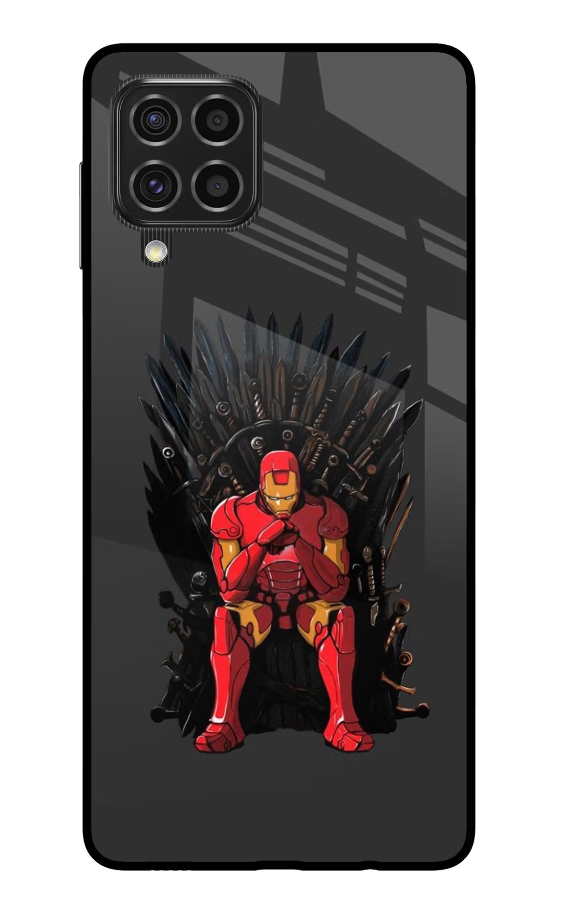 Ironman Throne Samsung F62 Back Cover - Ironman Throne Samsung F62 Glass Case Back Cover by Casekaro Ironman Throne Samsung F62 Glass Case Back Cover by Casekaro