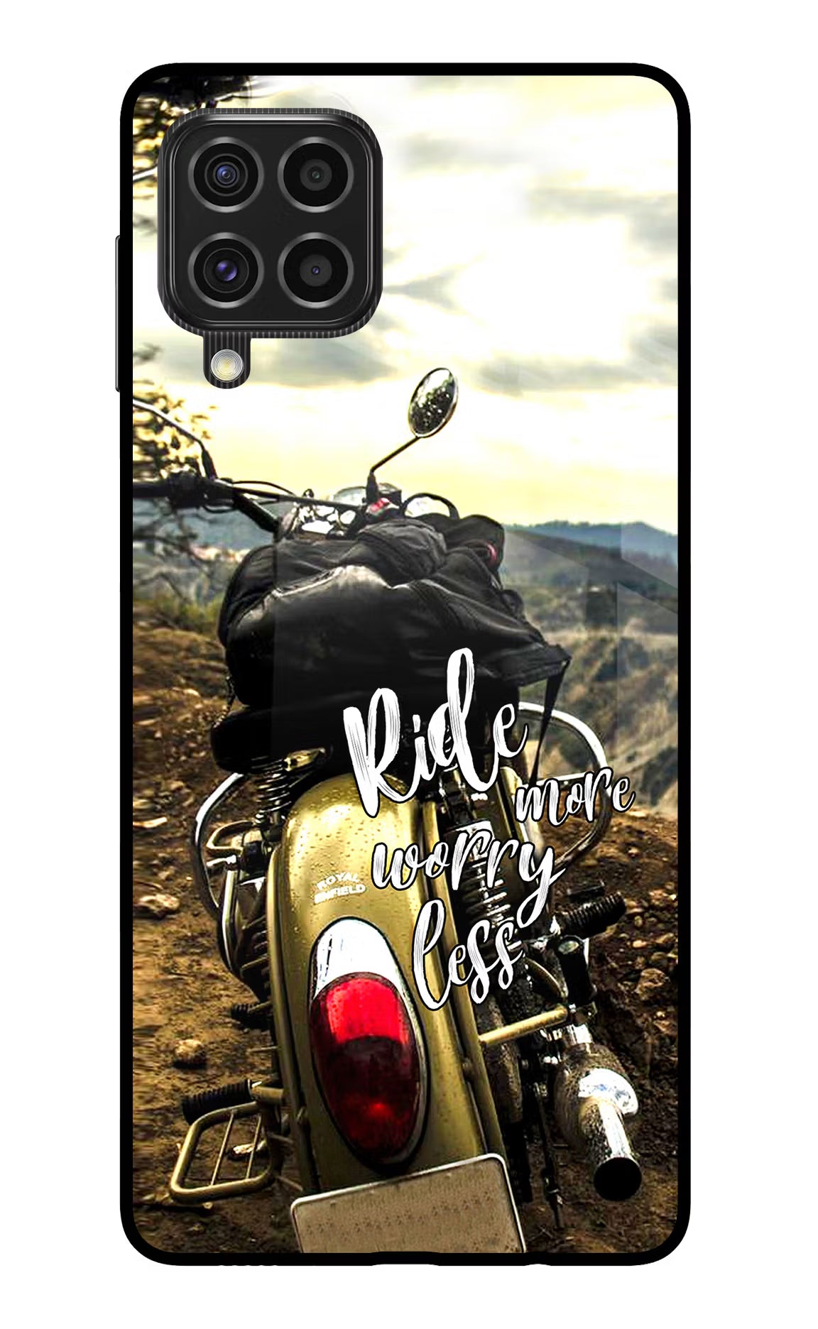 Ride More Worry Less Samsung F62 Back Cover - Ride More Worry Less Samsung F62 Glass Case Back Cover by Casekaro Ride More Worry Less Samsung F62 Glass Case Back Cover by Casekaro
