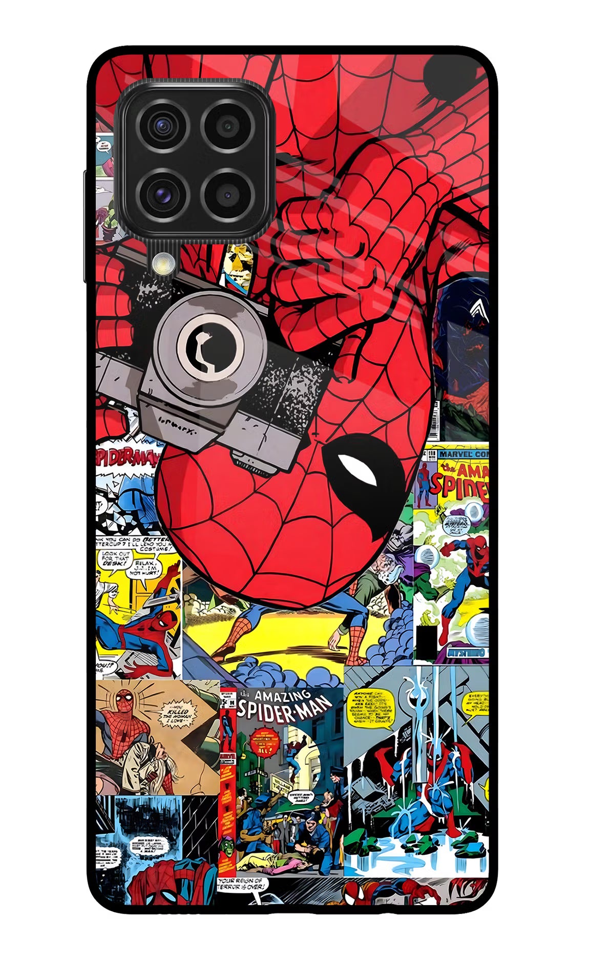 Spider Man Samsung F62 Back Cover - Spider Man Samsung F62 Glass Case Back Cover by Casekaro Spider Man Samsung F62 Glass Case Back Cover by Casekaro