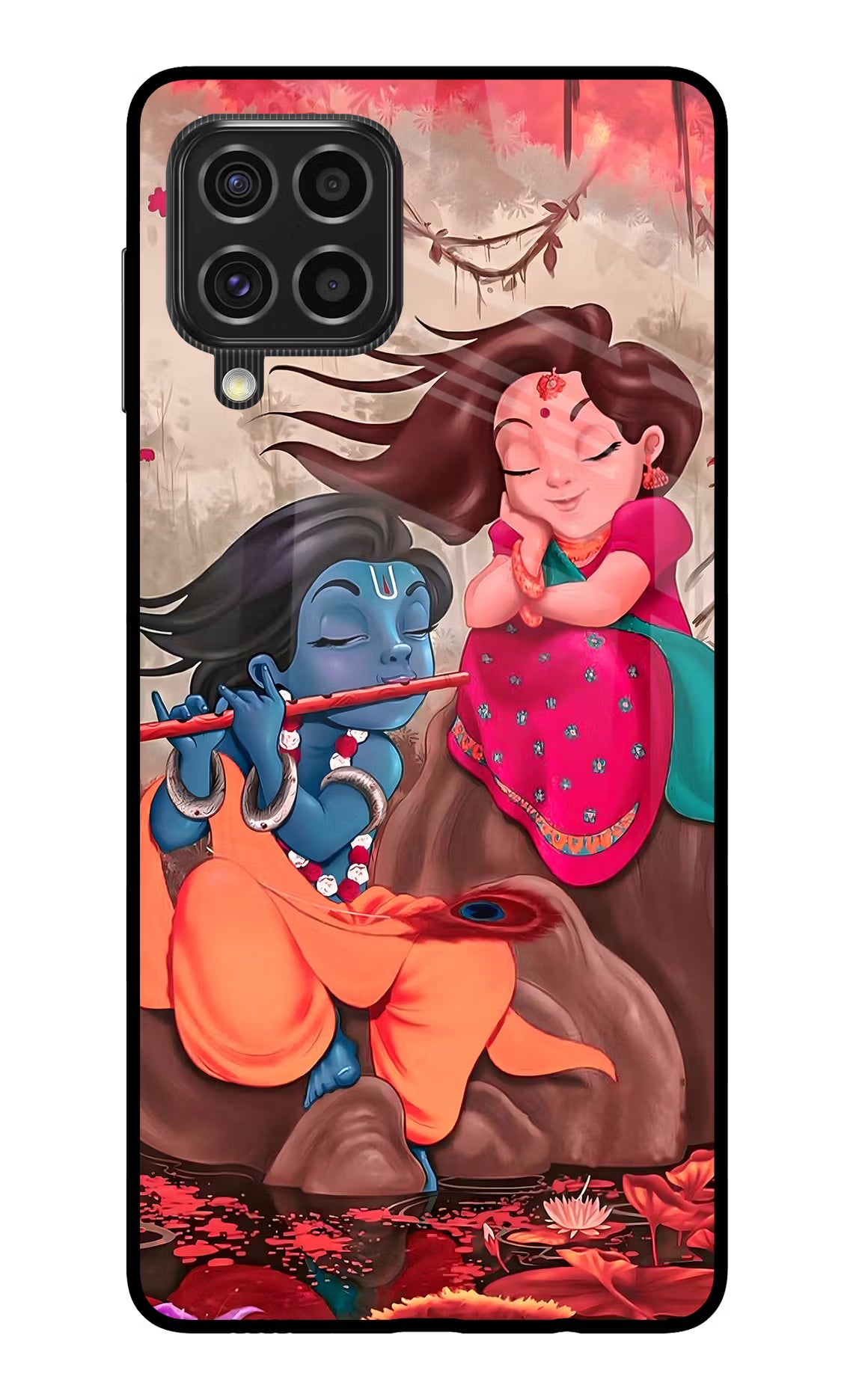 Radhe Krishna Samsung F62 Back Cover - Radhe Krishna Samsung F62 Glass Case Back Cover by Casekaro Radhe Krishna Samsung F62 Glass Case Back Cover by Casekaro