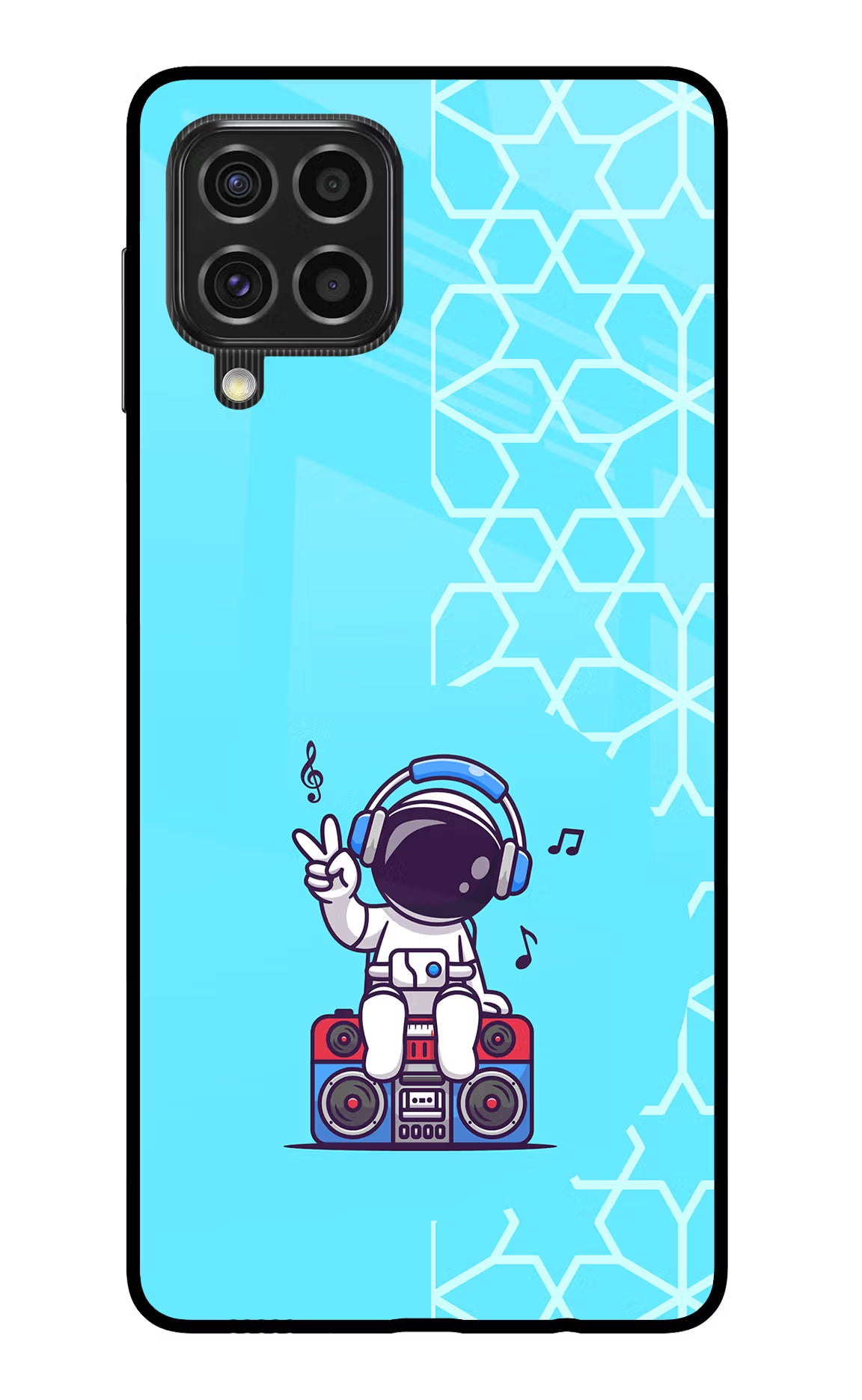 Cute Astronaut Chilling Samsung F62 Back Cover - Cute Astronaut Chilling Samsung F62 Glass Case Back Cover by Casekaro Cute Astronaut Chilling Samsung F62 Glass Case Back Cover by Casekaro