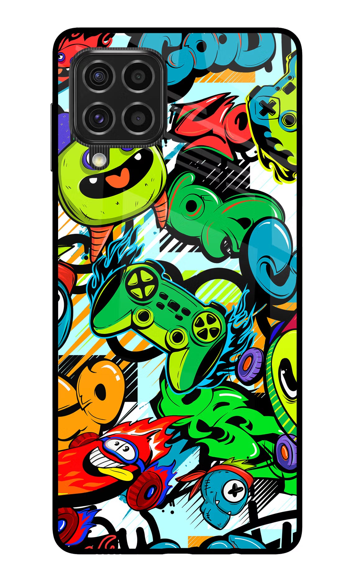 Game Doodle Samsung F62 Back Cover - Game Doodle Samsung F62 Glass Case Back Cover by Casekaro Game Doodle Samsung F62 Glass Case Back Cover by Casekaro