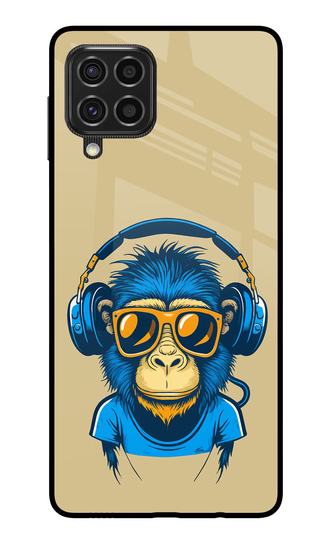 Monkey Headphone Samsung F62 Back Cover - Monkey Headphone Samsung F62 Glass Case Back Cover by Casekaro Monkey Headphone Samsung F62 Glass Case Back Cover by Casekaro