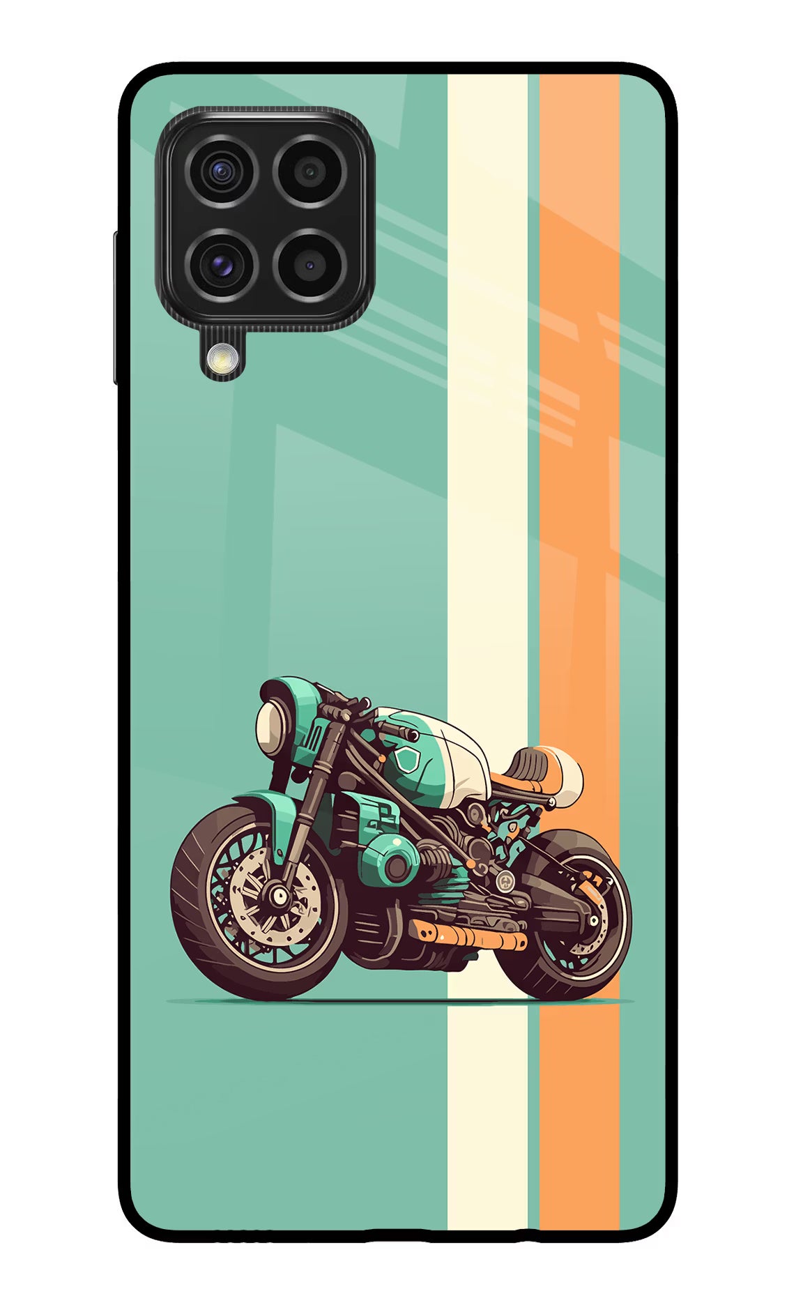 Striped Moto Drift Samsung F62 Back Cover - Striped Moto Drift Samsung F62 Glass Case Back Cover by Casekaro Striped Moto Drift Samsung F62 Glass Case Back Cover by Casekaro