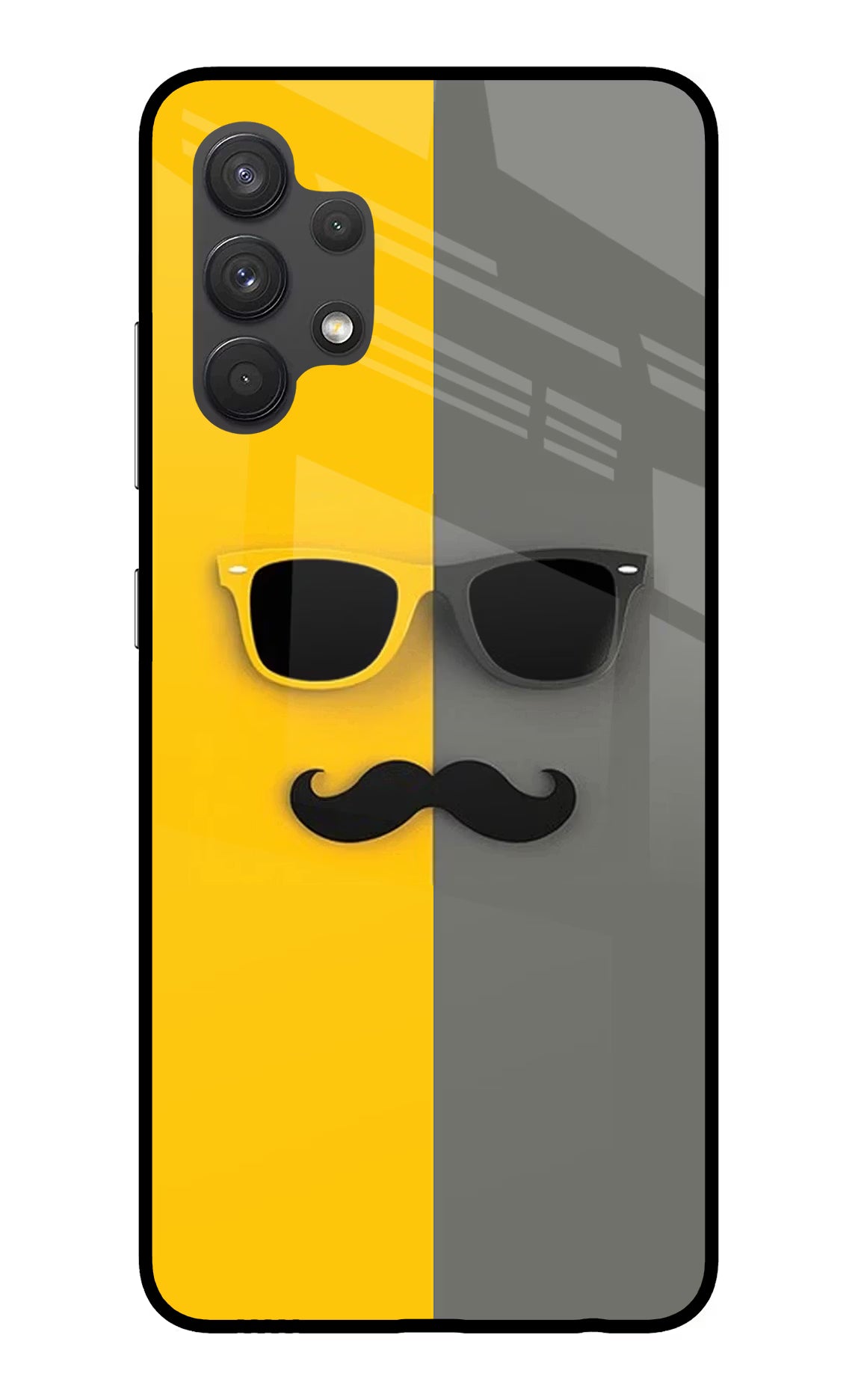 Sunglasses with Mustache Samsung A32 4G Glass Case - Sunglasses with Mustache Samsung A32 4G Glass Case Sunglasses with Mustache Samsung A32 4G Glass Case