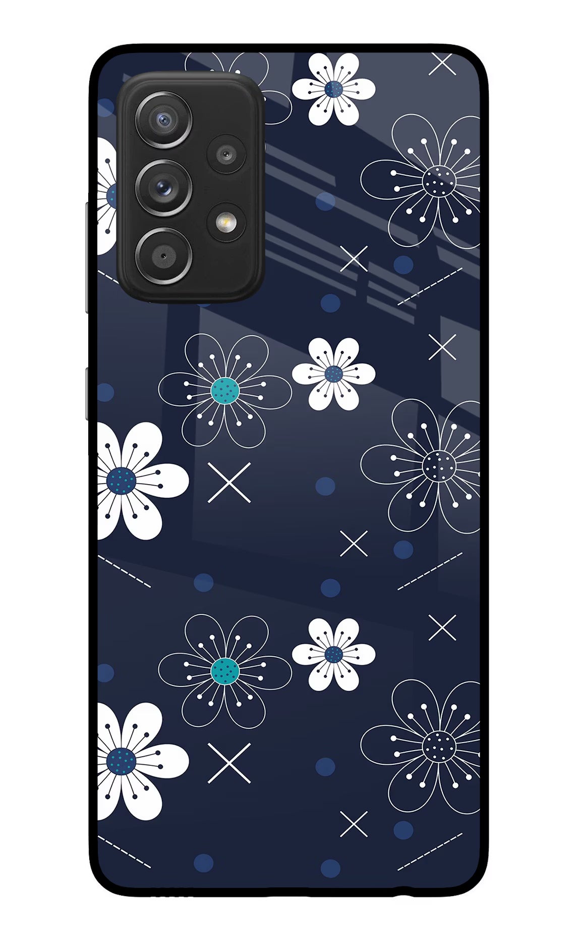 Flowers Samsung A52/A52s 5G Back Cover - Flowers Samsung A52/A52s 5G Glass Case Back Cover by Casekaro Flowers Samsung A52/A52s 5G Glass Case Back Cover by Casekaro