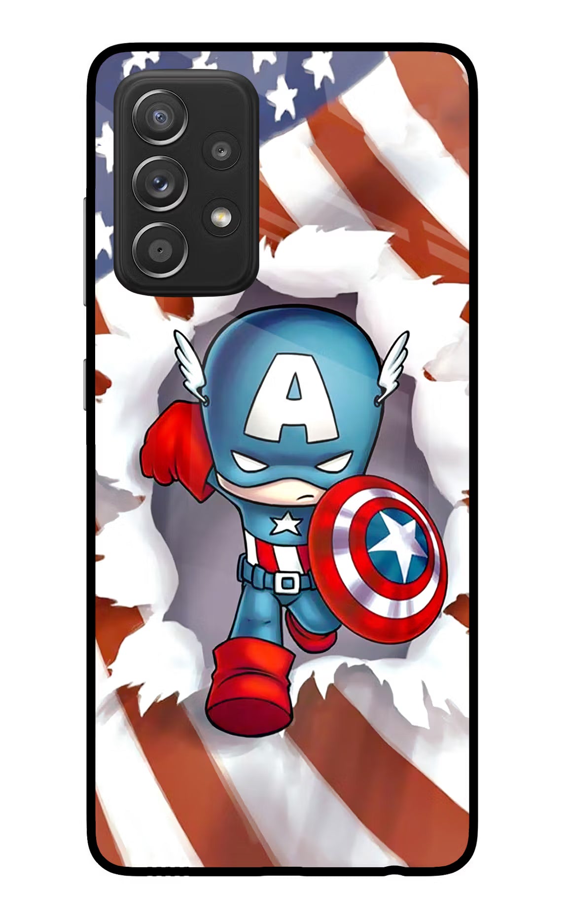 Captain America Samsung A52/A52s 5G Back Cover - Captain America Samsung A52/A52s 5G Glass Case Back Cover by Casekaro Captain America Samsung A52/A52s 5G Glass Case Back Cover by Casekaro