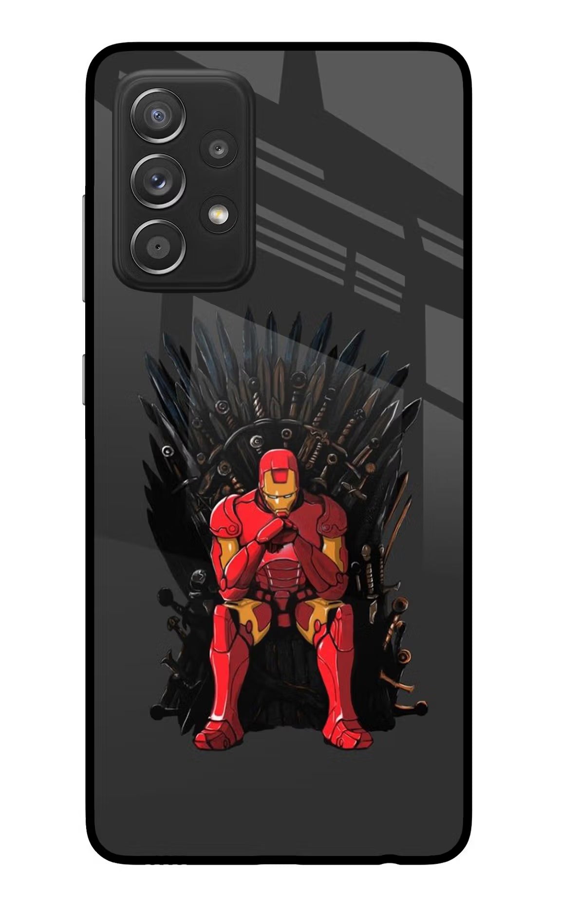 Ironman Throne Samsung A52/A52s 5G Back Cover - Ironman Throne Samsung A52/A52s 5G Glass Case Back Cover by Casekaro Ironman Throne Samsung A52/A52s 5G Glass Case Back Cover by Casekaro