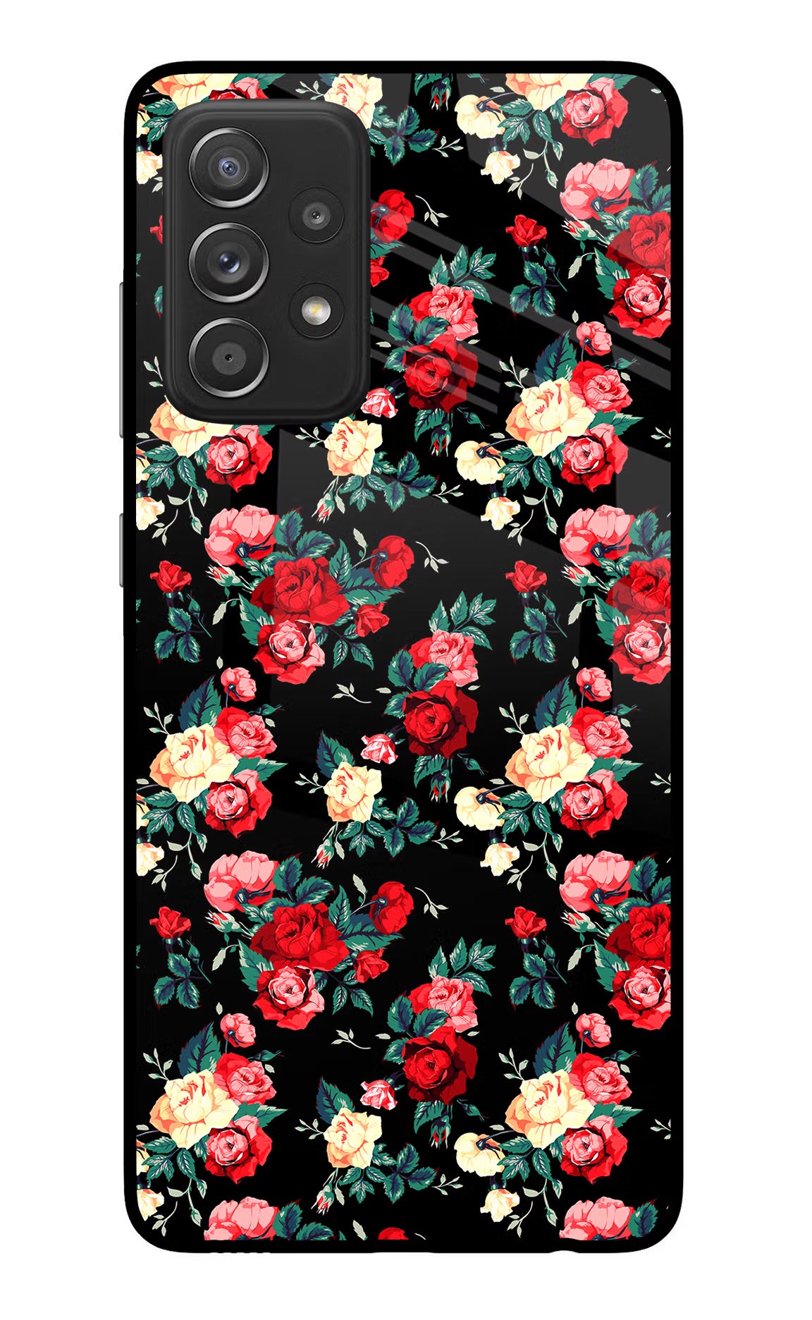 Rose Pattern Samsung A52/A52s 5G Glass Case - Rose Pattern Samsung A52/A52s 5G Glass Case Rose Pattern Samsung A52/A52s 5G Glass Case